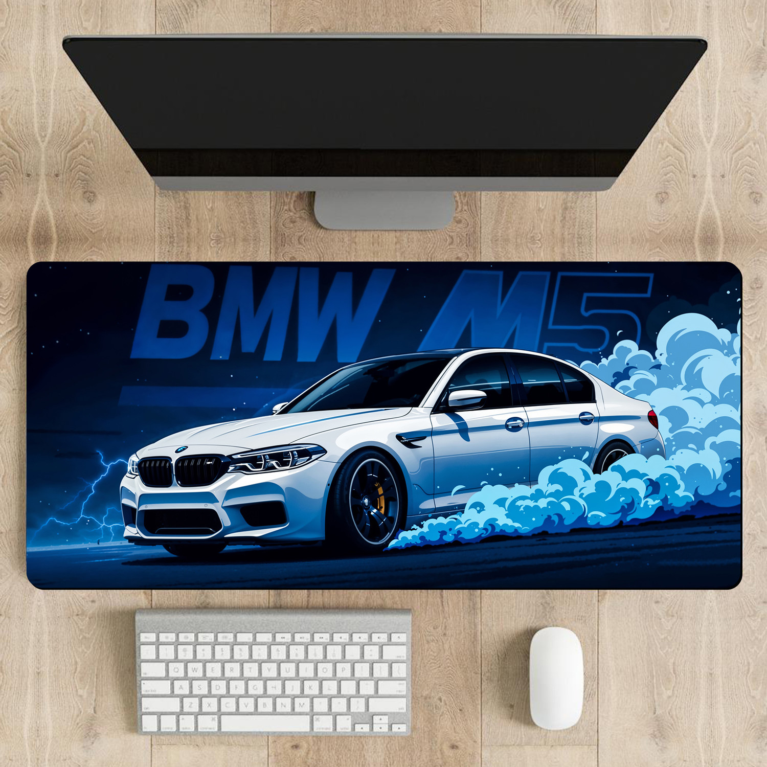 Image of Matnex Marina Bay Blue Executive Performance Luxury Deskpad - 11x23 inch, 3mm thickness Non Slip Base Mousepad
