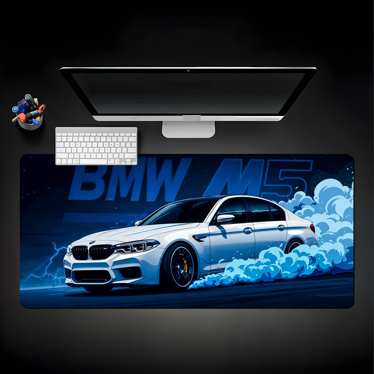 Image of Matnex Marina Bay Blue Executive Performance Luxury Deskpad - 11x23 inch, 3mm thickness Non Slip Base Mousepad