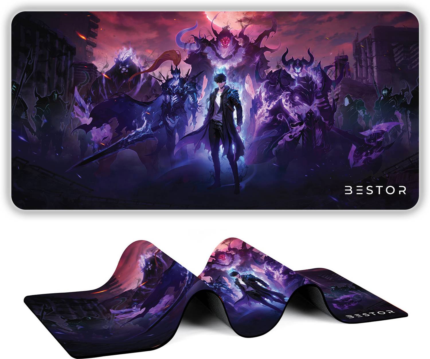 Bestor Solo Leveling Mouse pad with Precise Cut Edges 60cmx34cm Non Slip Base Mousepad