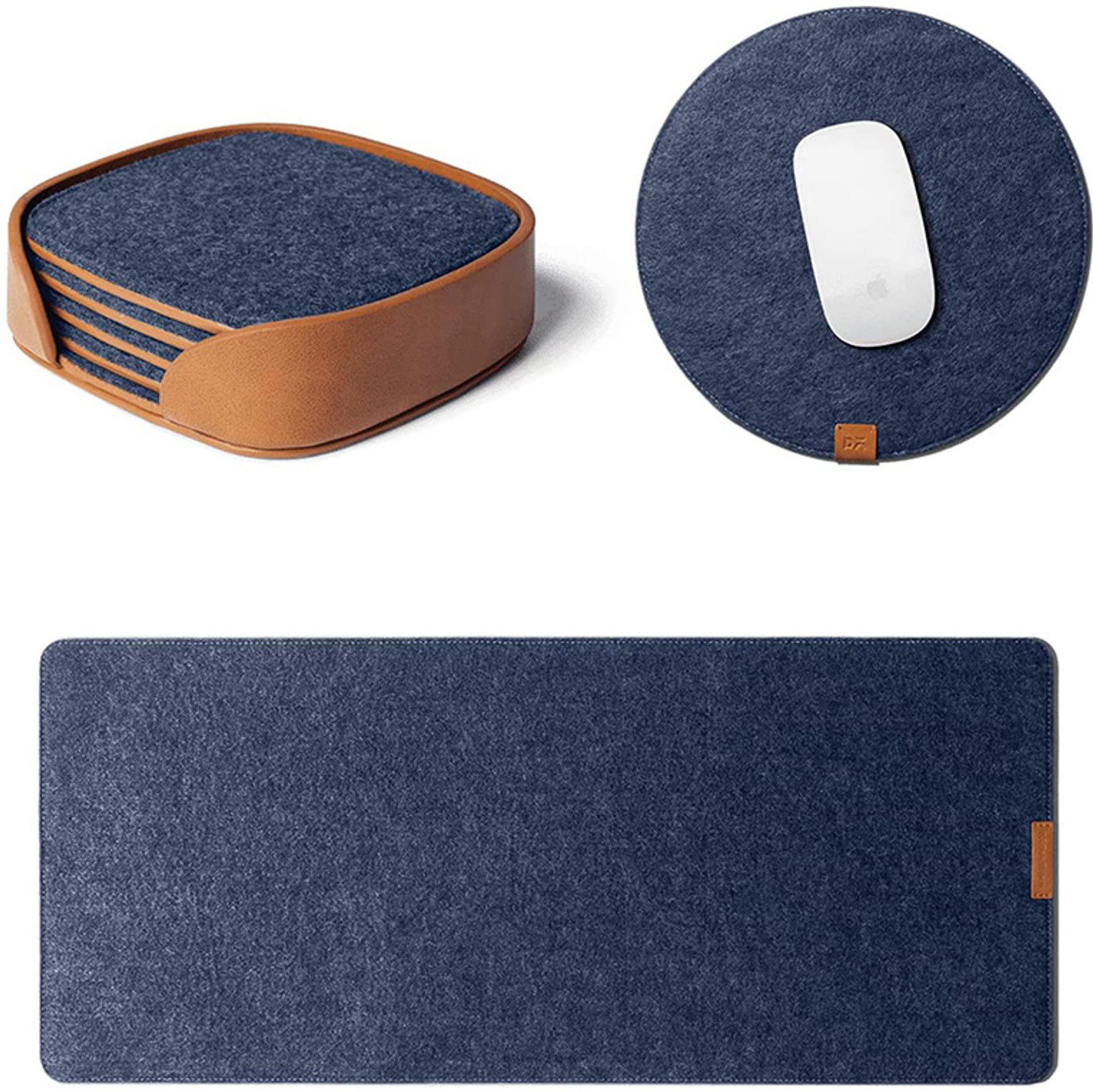 Image of DailyObjects FELT-DESK-TRIO-BUNDLE-BLUE Non Slip Base Dual Sided Mousepad