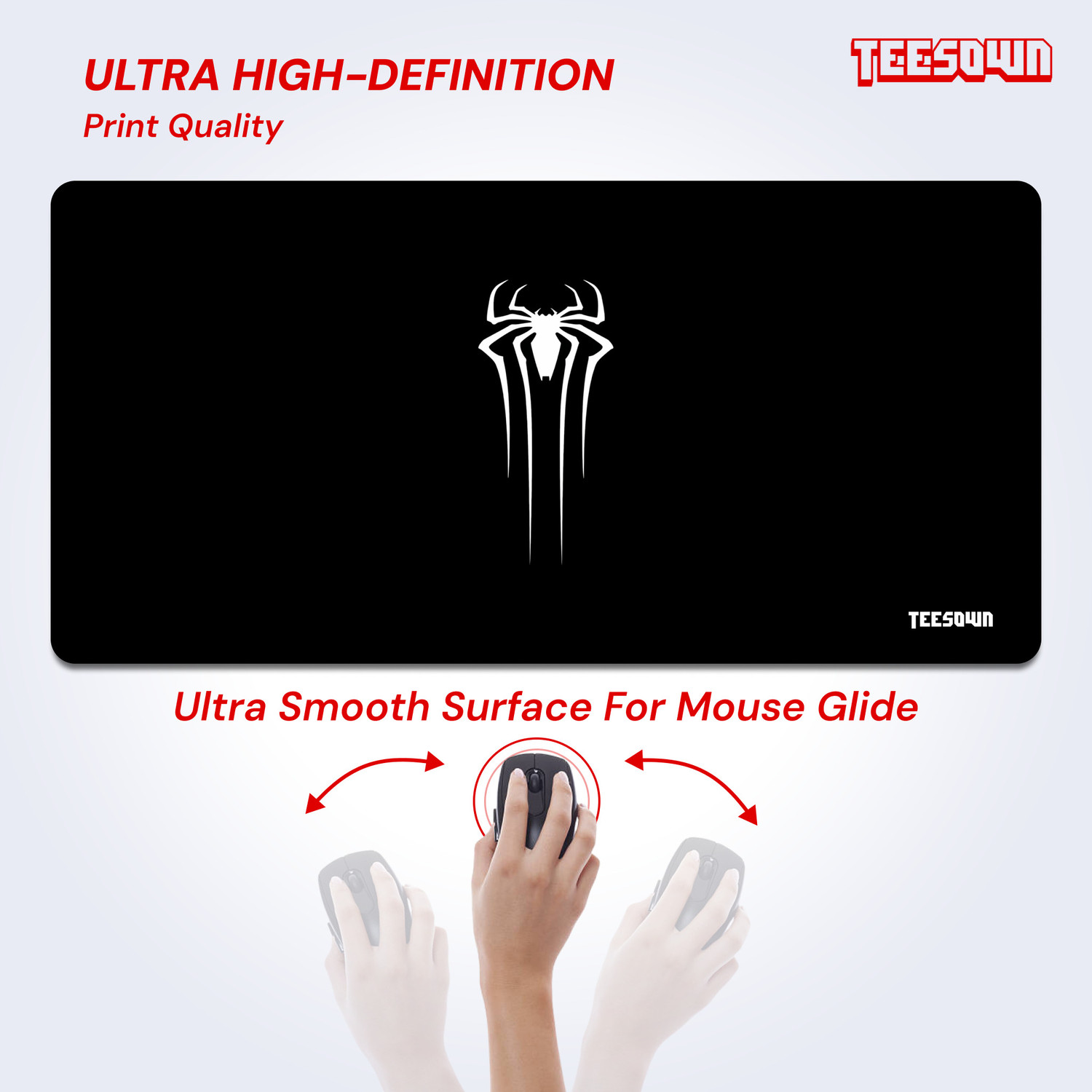 Image of Teesown Spider Extended Gaming Desk Mat | Large Mouse Pad Black Non Slip Base Mousepad