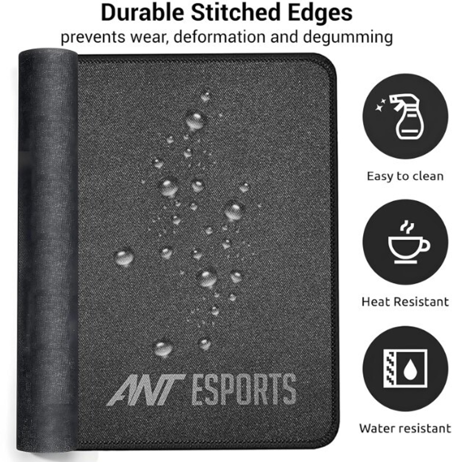 Image of Ant Esports MP290 Gaming Mouse Pad-L- Large with Stitched Edges, Waterproof Non-Slip Base Non Slip Base Mousepad