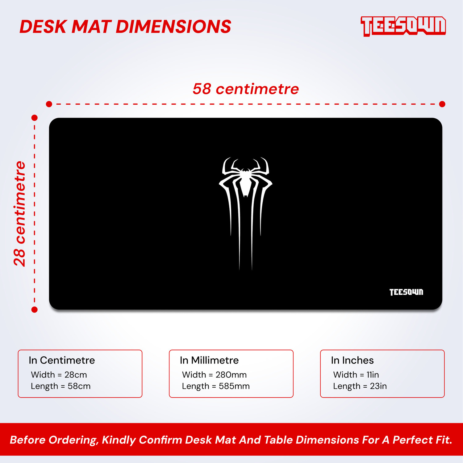 Image of Teesown Spider Extended Gaming Desk Mat | Large Mouse Pad Black Non Slip Base Mousepad