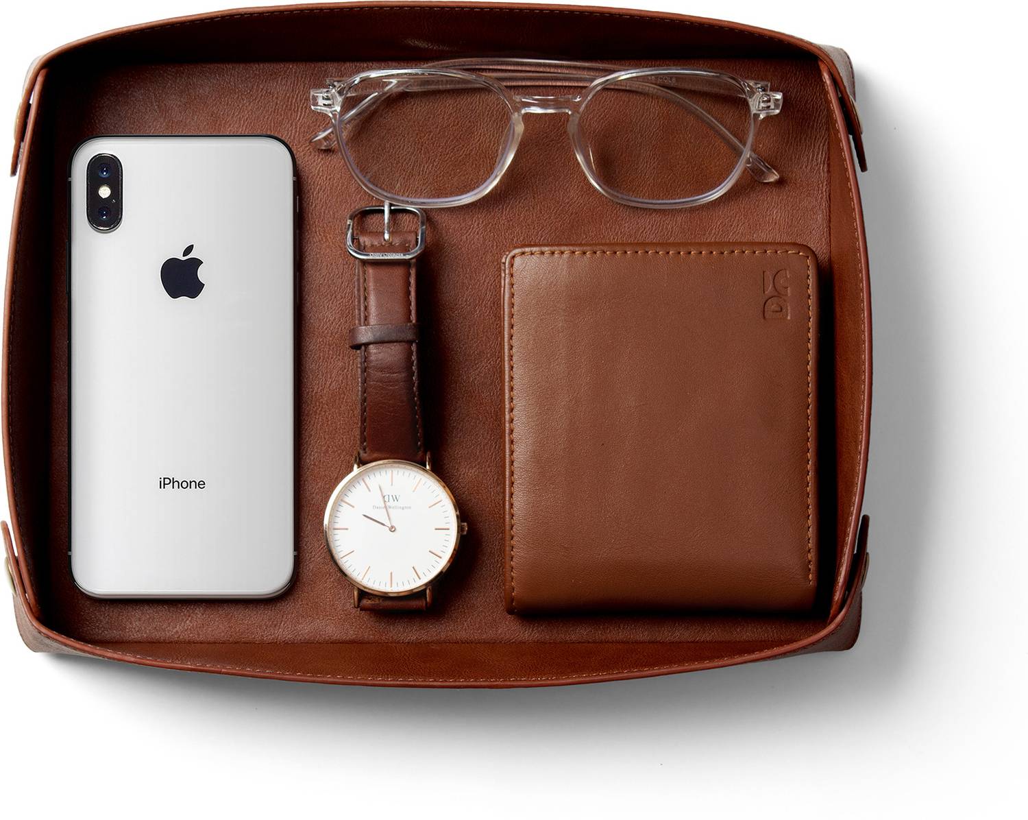 DailyObjects Valet Vegan Leather Tray (Tan) Non Slip Base Mousepad