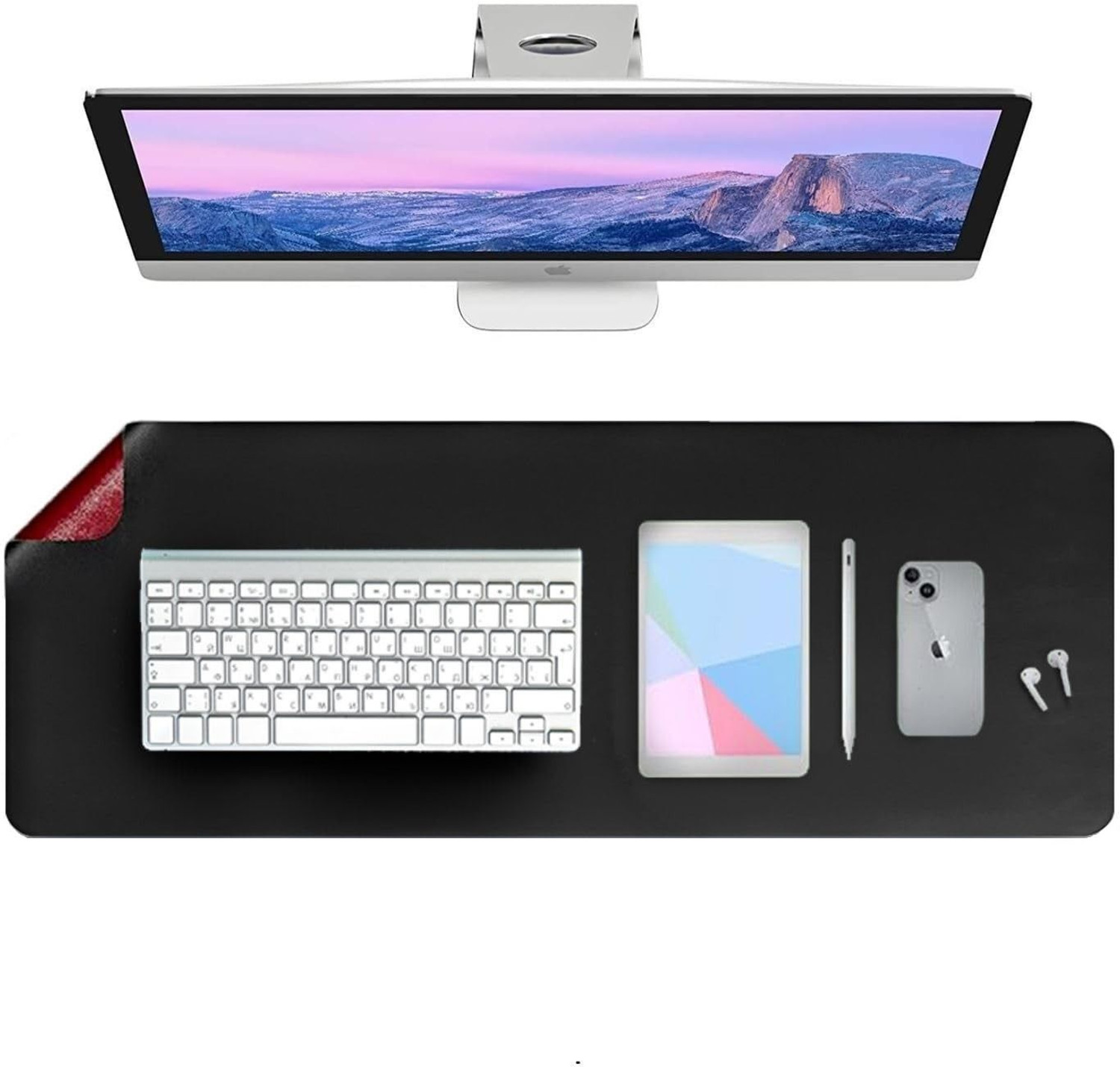 Image of Dyazo Plus Vegan PU Leather Large Deskmat Waterproof Ideal for Office, Work or Gaming Non Slip Base Dual Sided Mousepad