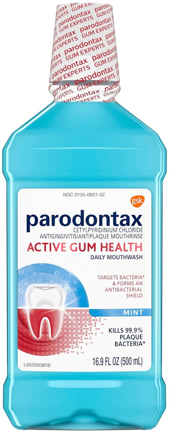 Image of Parodontax Gum Health Mouthwash, Antiplaque and Antigingivitis Mouthwash, Mint, 16.9 Fl Oz - MINT