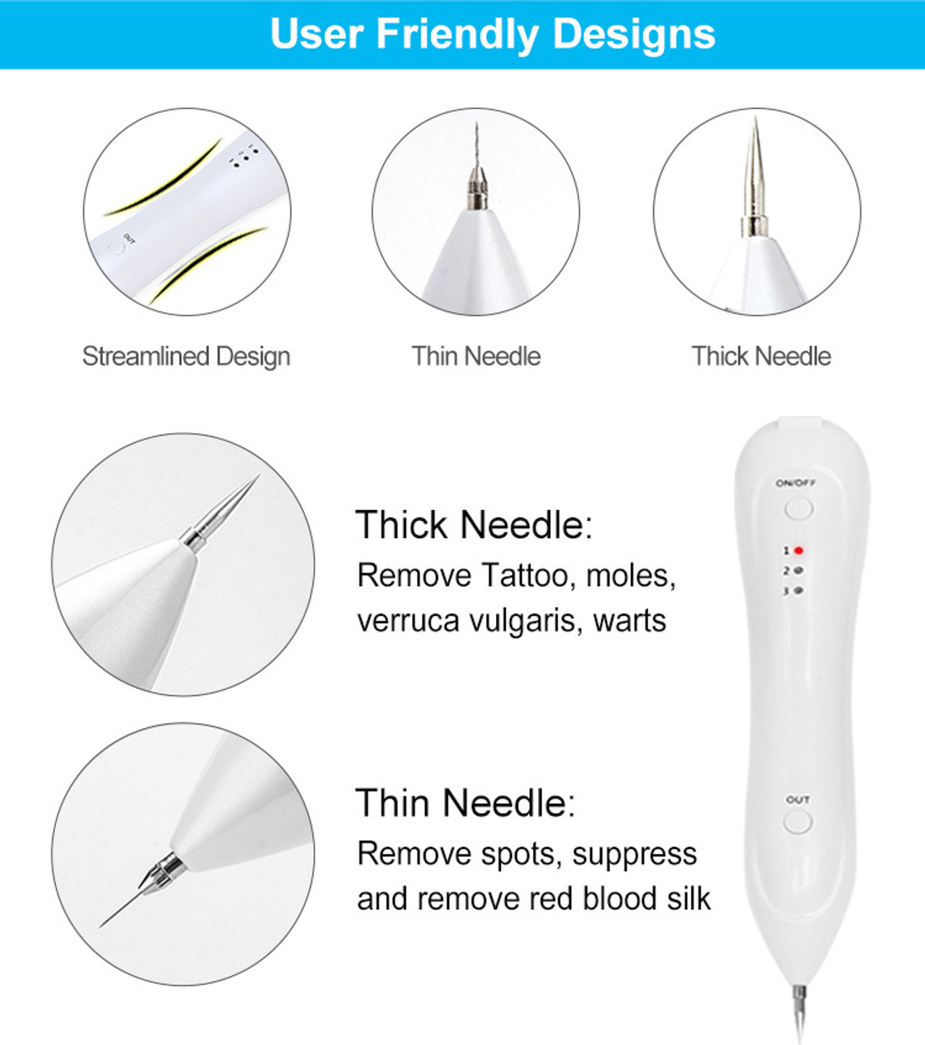 Image of Kostech Electric Freckle Skin Tag Remover Mole Dark Spot Remover Pen Warts Speckle Mucus Removal Device