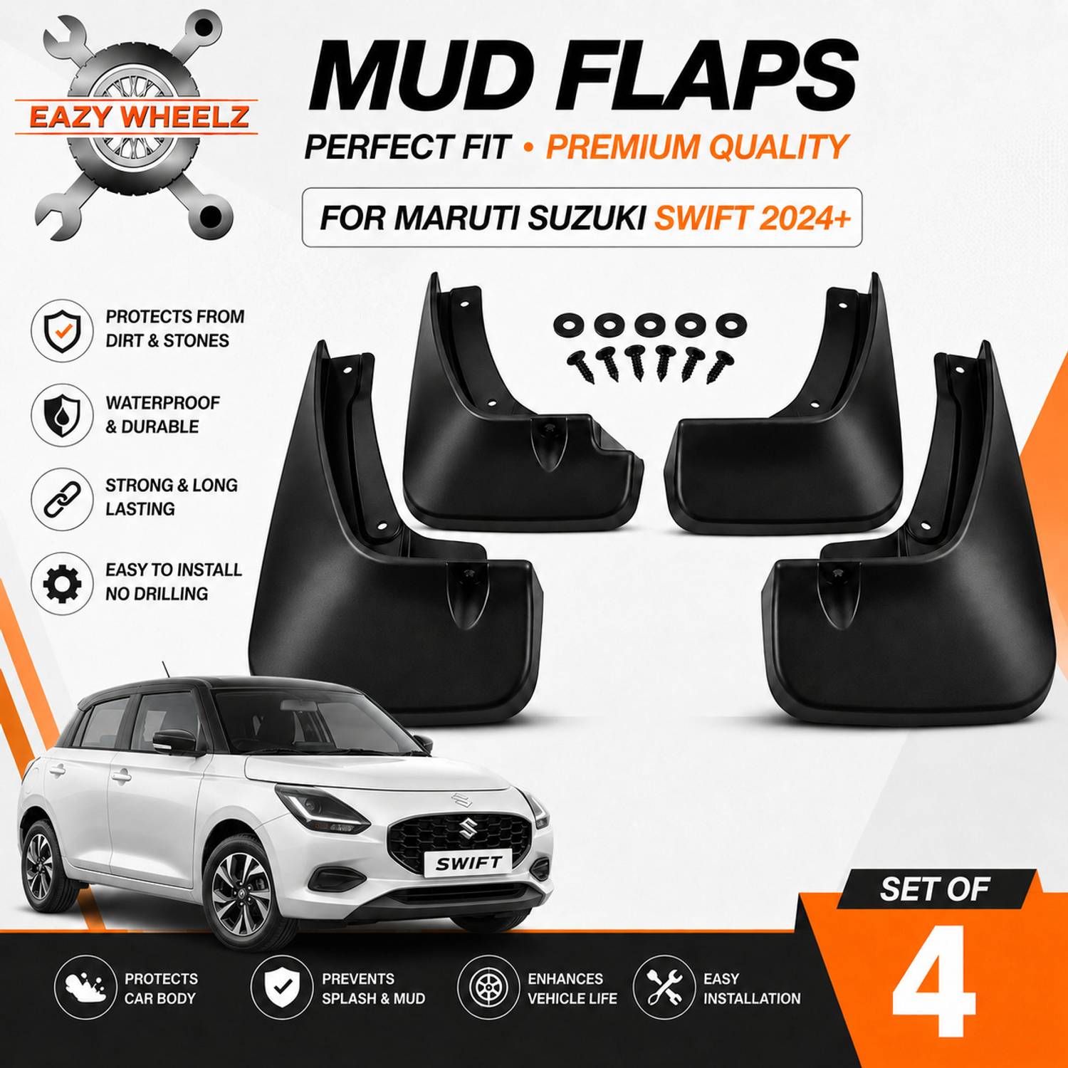 Eazy Wheelz Mud Guards for Maruti Swift - Image 1