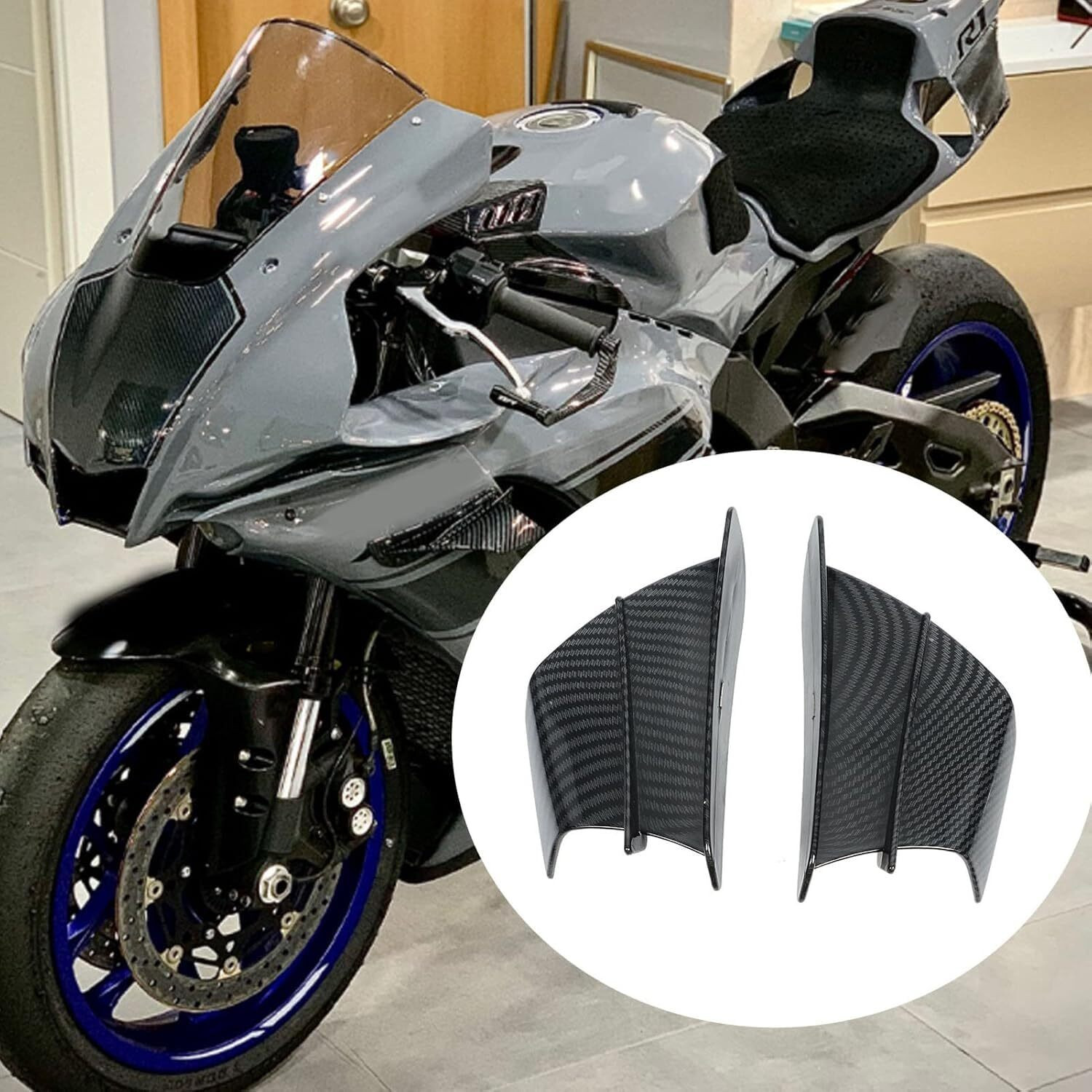 Image of LOVMOTO Rear Mud Guard, Mud Flap For Universal For Bike Universal Bike Side Carbon Fiber Glosy Premium Wings Winglet 2024 (Multicolor)
