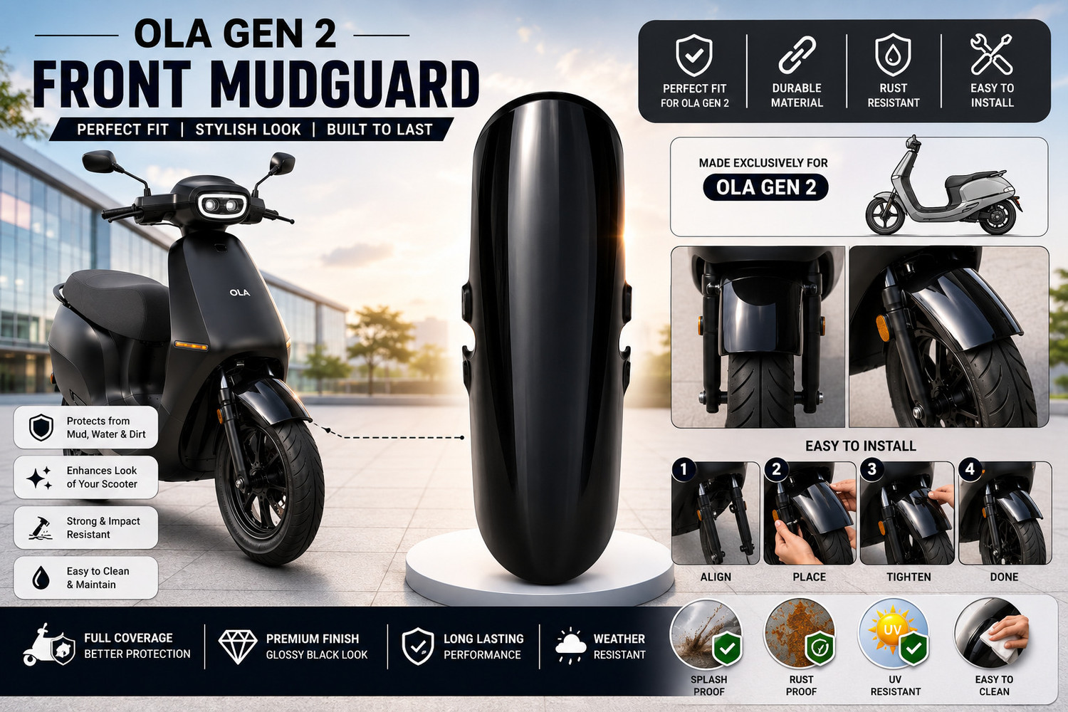 Image of ornac Front Mud Guard For NA ola s1 gen 2 NA