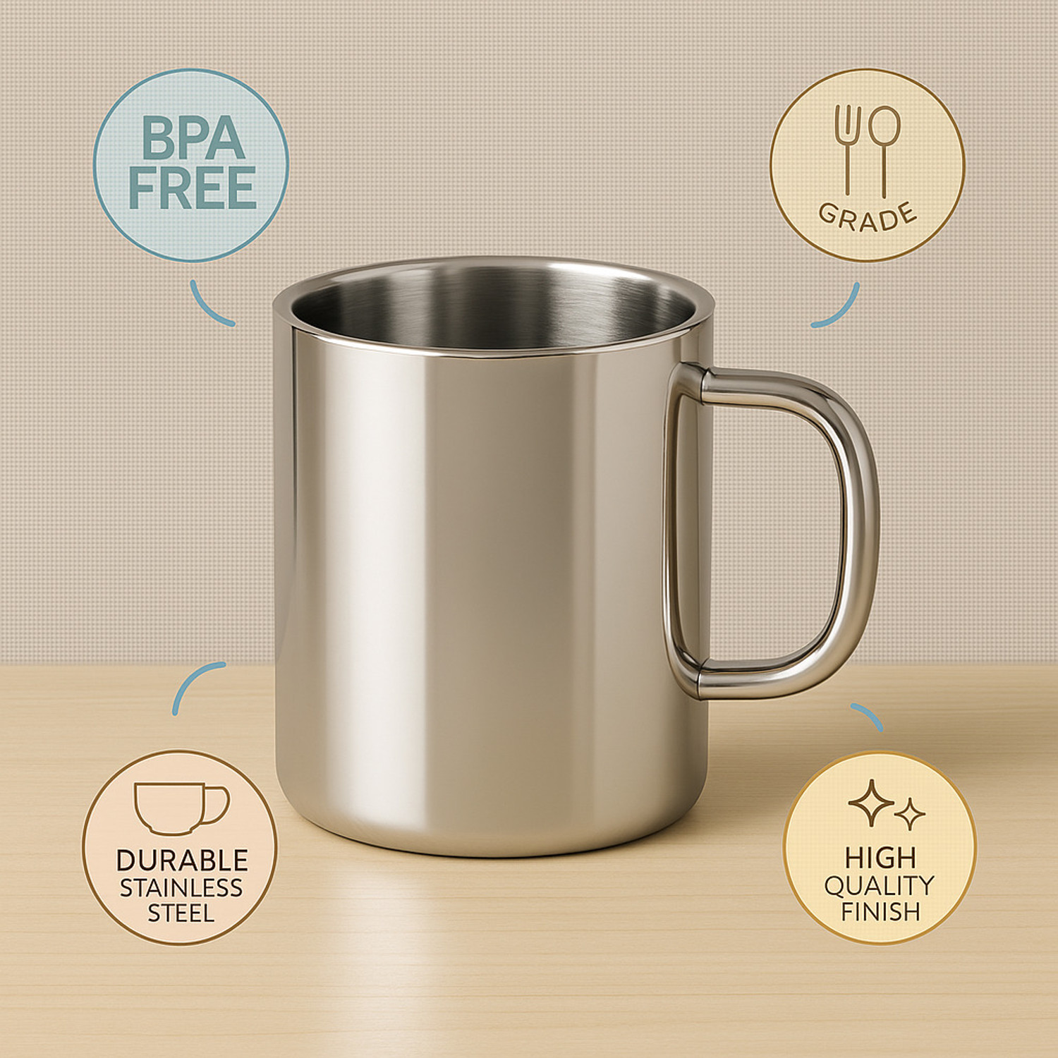 Image of Human Hydro Prime Steel Tea Cup, Rust-Free & Reusable Stainless Steel Coffee Mug