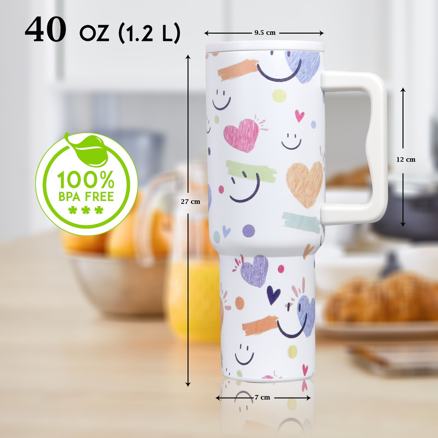 Image of BATBIRD 3rd Gen White Smiley Tumbler Stainless Steel Tumbler