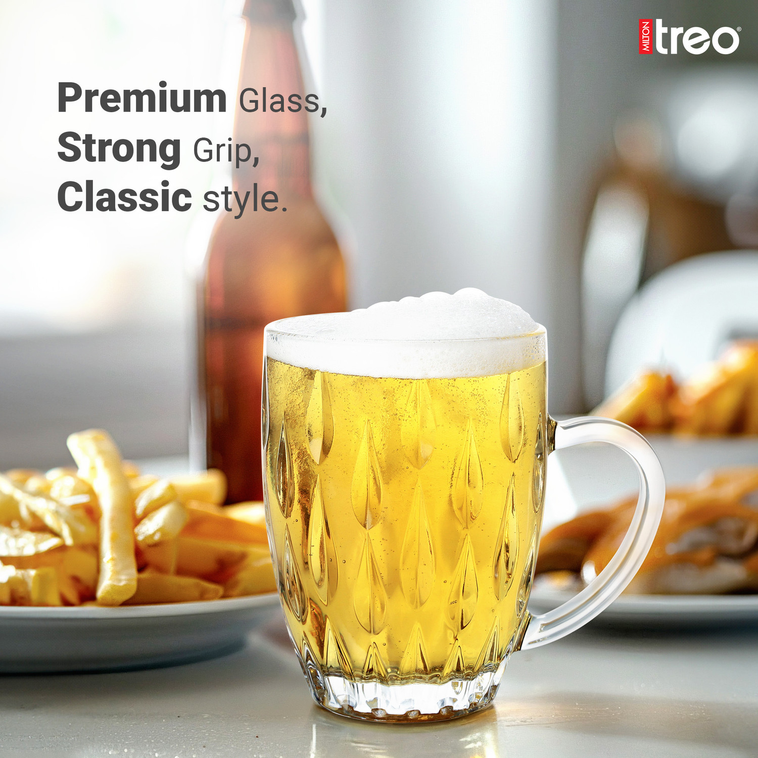 Image of TREO Lennox Beer Glasses for Juice, Mocktail, Transparent, 400 ml each Glass Beer Mug