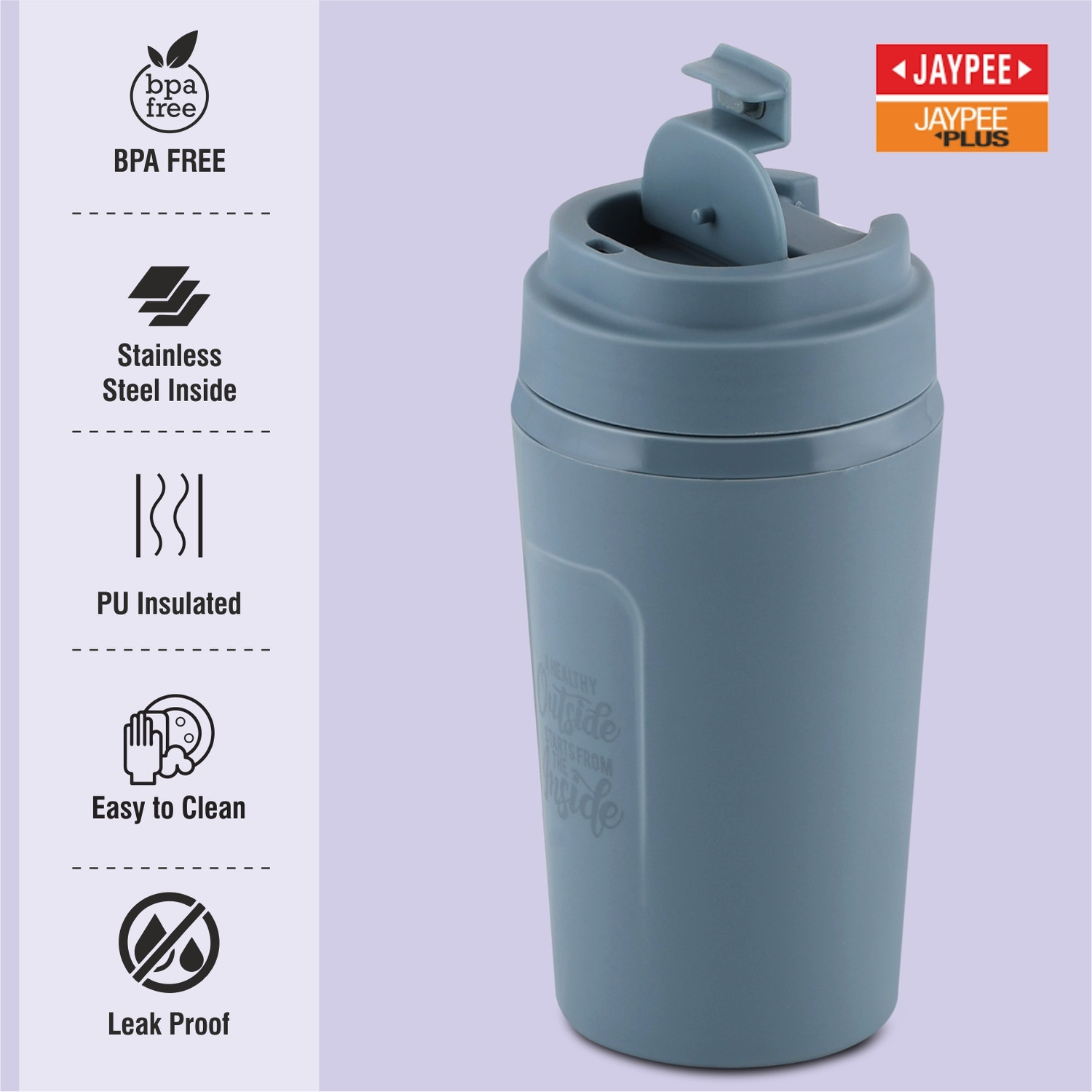 Image of JAYPEE ZIPSIP Insulated Tumbler Hot & Cold Coffee Cup for Drinking Travel Gifting Stainless Steel Tumbler (385 ml)