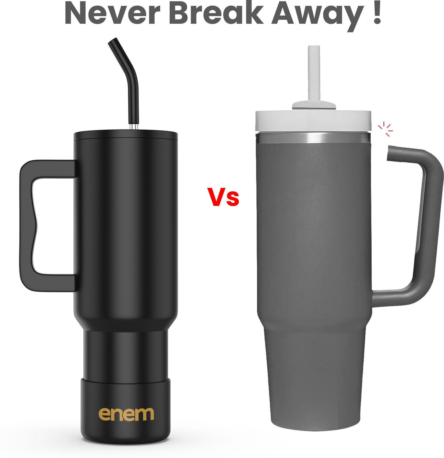 Image of Enem Alpha Black with Inbuilt Straw, Metal Ice Cube, Copper Spring,Sipper,Leakproof Stainless Steel Tumbler