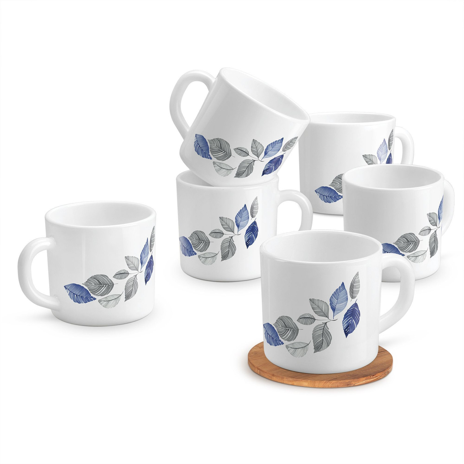Image of TREO Opalware Amara 18 Lunis Cup Set of 6 White Crockery Set for Daily Use & Gifting Opalware Coffee Mug