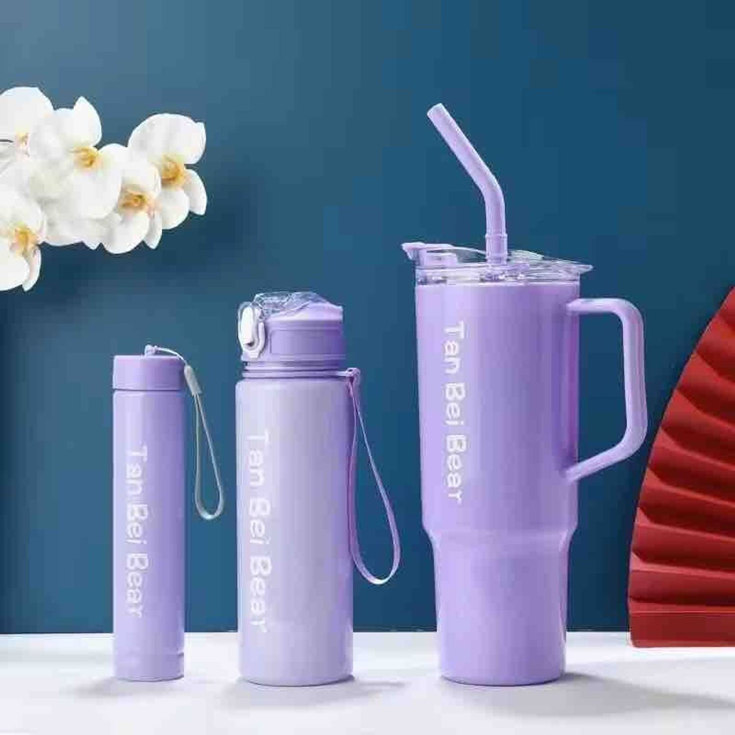 BATBIRD 3Pc Plastic Plain Lavendor Plastic Tumbler