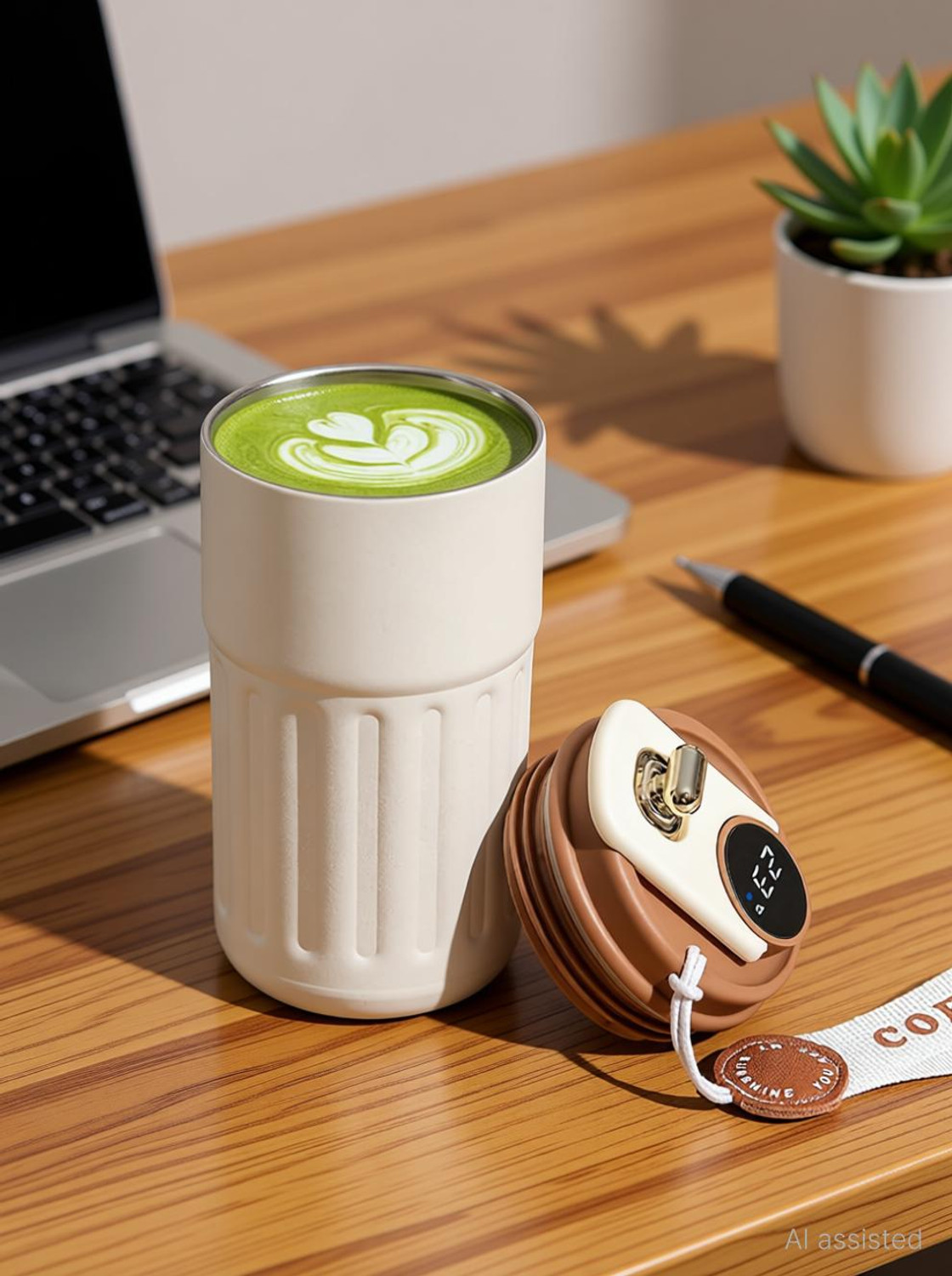 Image of RVKE Smart LED Temperature Display Thermos Bottle | Hot & Cold Vacuum Travel | Stainless Steel Coffee Mug