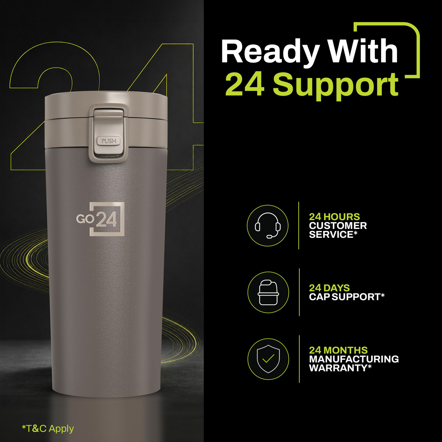 Image of Go24 Cocoa Vacuum Insulated Hot & Cold Spill Proof Stainless Steel Coffee Mug