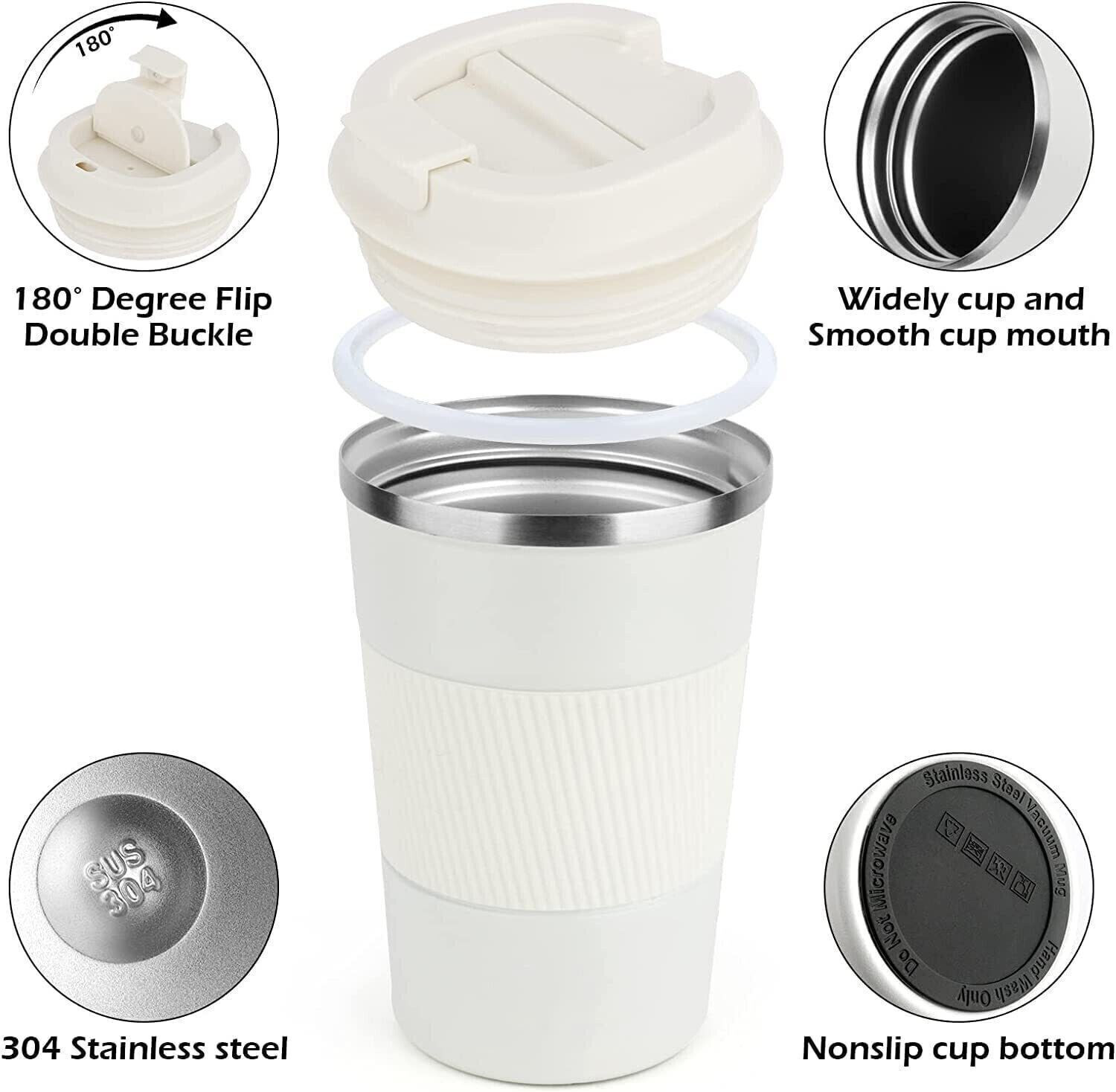 Image of AANZIA Vacuum Insulation Stainless Steel Reusable for Hot Cold Coffee (White, 510 Ml) Stainless Steel Coffee Mug