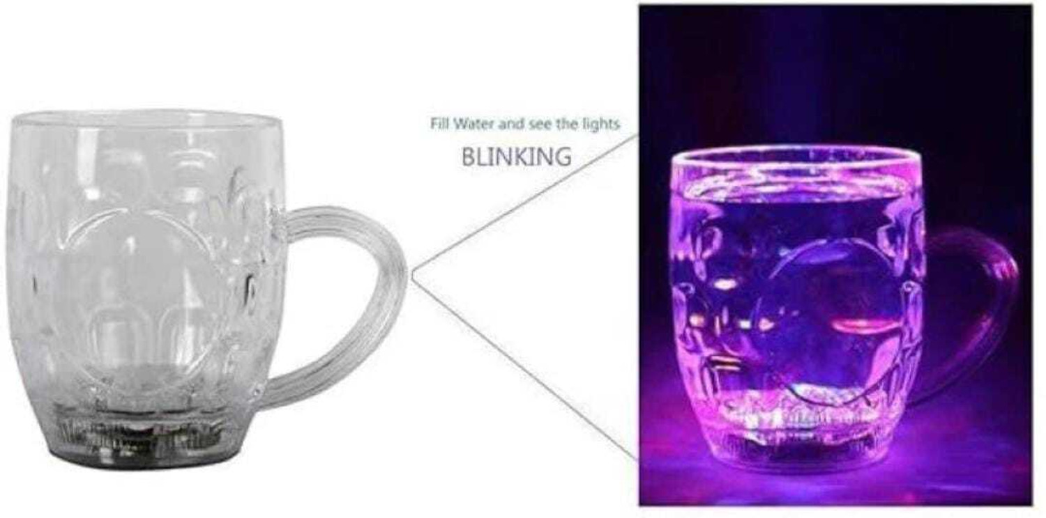 Image of GoodsNet Inductive Rainbow Color Cup LED Flashing 7 Color Changing Light. Pour Water or Tea, Lighting Cup, Easy battery replace Glass (250 ml) Glass Beer Mug