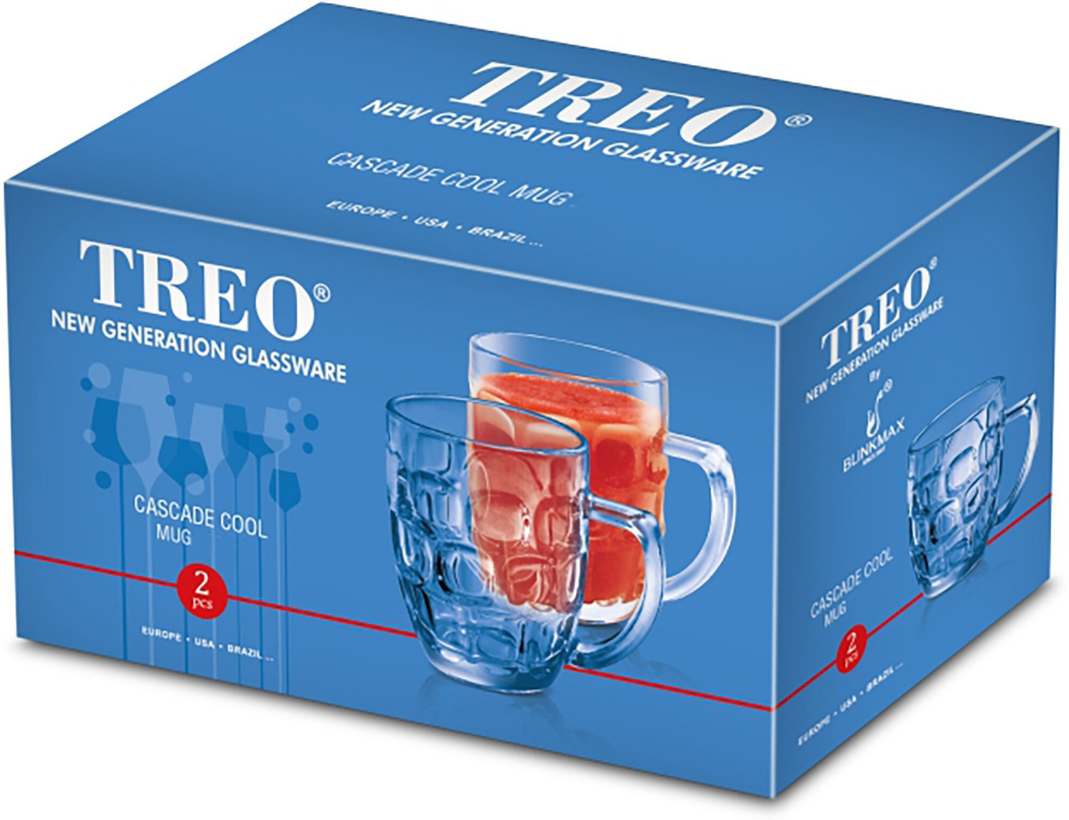 Image of TREO Cascade Cool Glass Beer, Set of 4, 292 ml Each| Serve Whiskey | Wine | Juice Glass Beer Mug