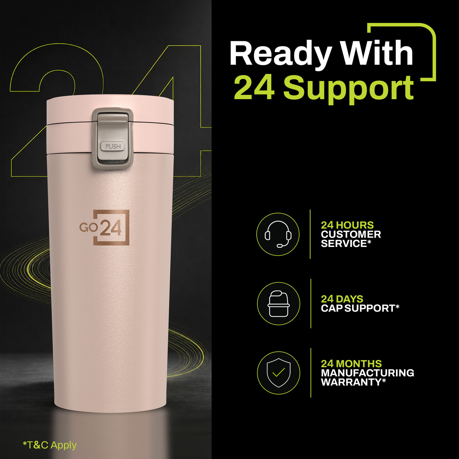 Image of Go24 Cocoa Vacuum Insulated Hot & Cold Spill Proof Stainless Steel Coffee Mug