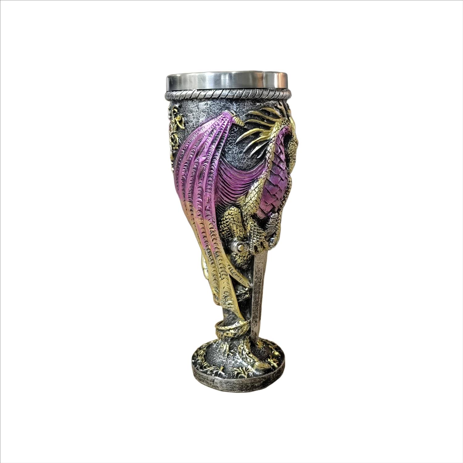 Calice Dragon Valentin - Gobelet Vin Fantaisie Gothique Acier Inoxydable, Verre Halloween Unique