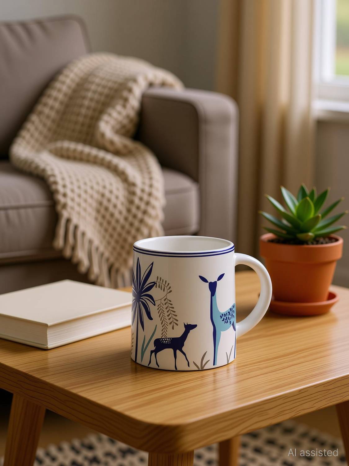 Amazecart BLUE DEER MUGS Ceramic Coffee Mug