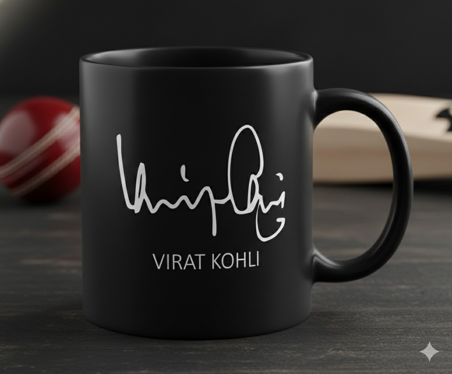 Image of Nova Creations Virat Kohli Autograph /Signature Microwave Safe I Dishwasher Safe Black Ceramic Coffee Mug