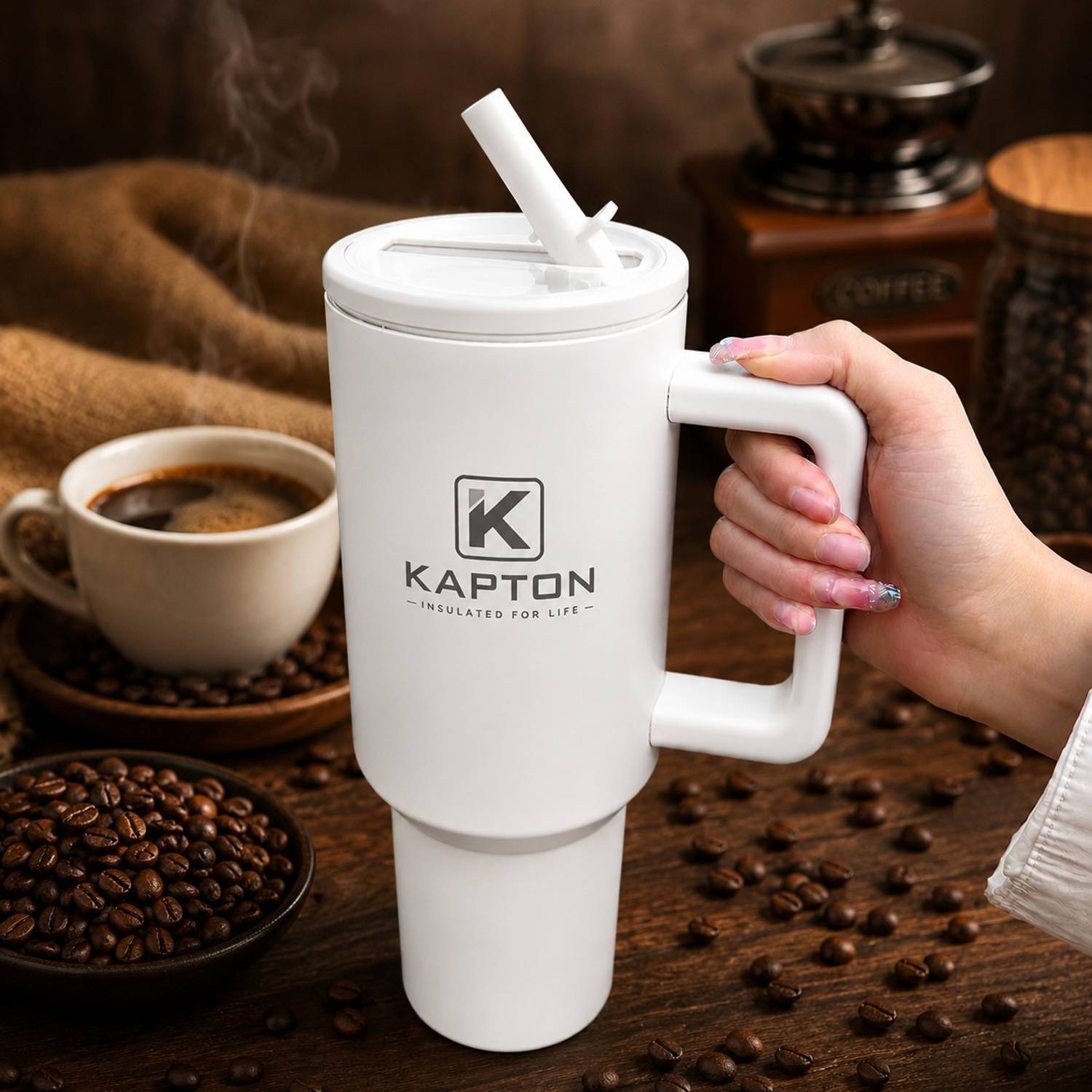 Kapton Stainless Steel Tumbler with Lid and Straw - Image 1