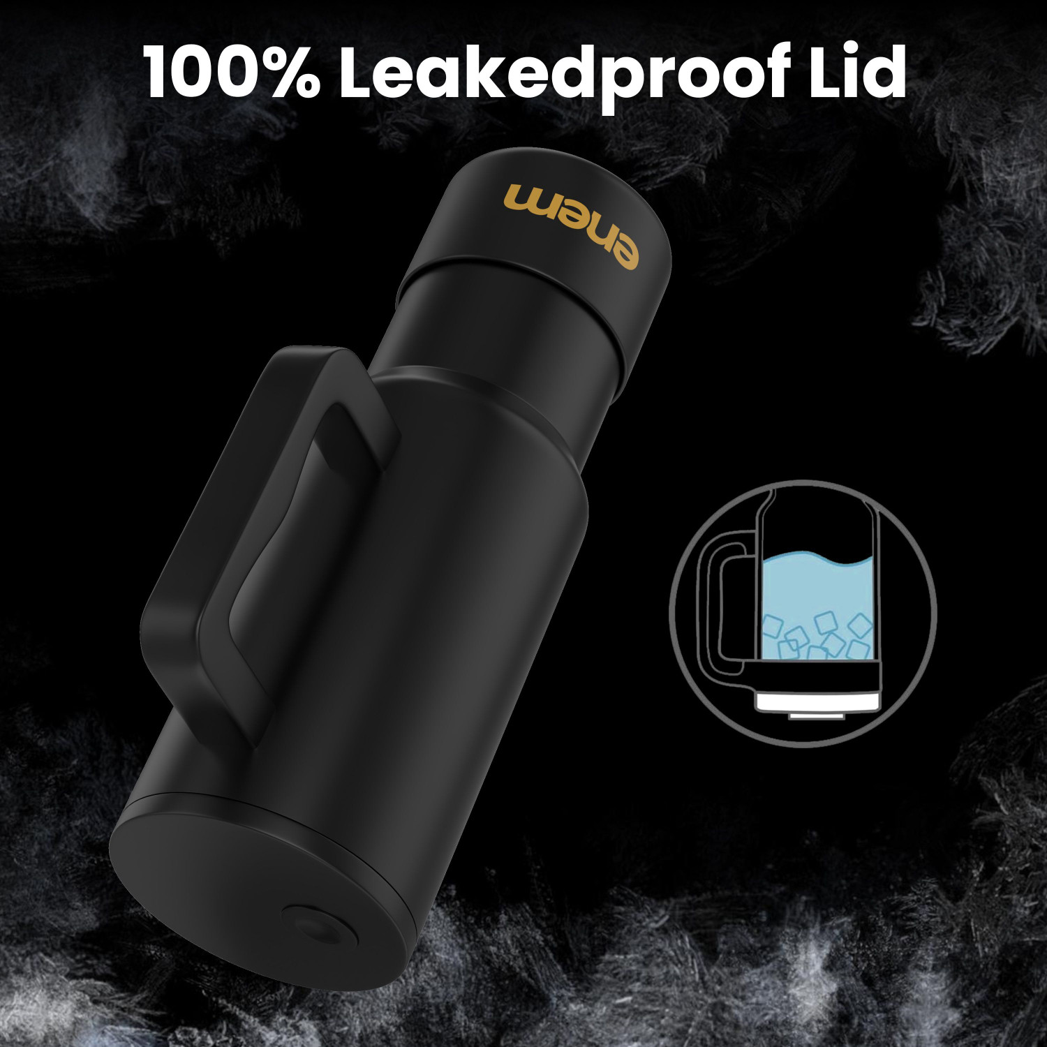 Image of Enem Alpha Black with Inbuilt Straw, Metal Ice Cube, Copper Spring,Sipper,Leakproof Stainless Steel Tumbler