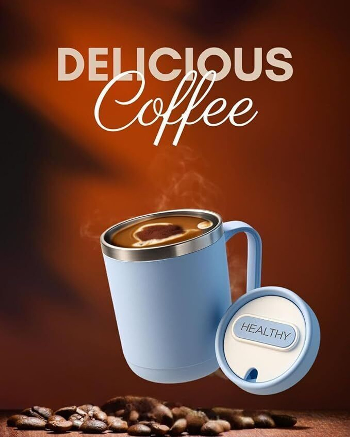 Image of Tylos Insulated Plastic Stainless Steel Coffee, Mocha Cup with Lid for men & women Stainless Steel Coffee Mug
