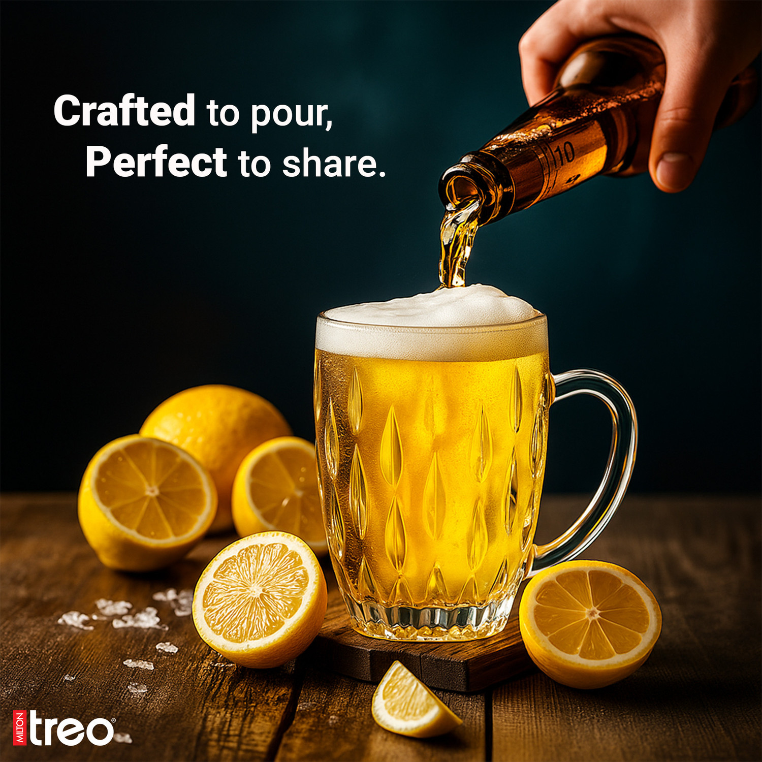 Image of TREO Lennox Beer Glasses for Juice, Mocktail, Transparent, 400 ml each Glass Beer Mug
