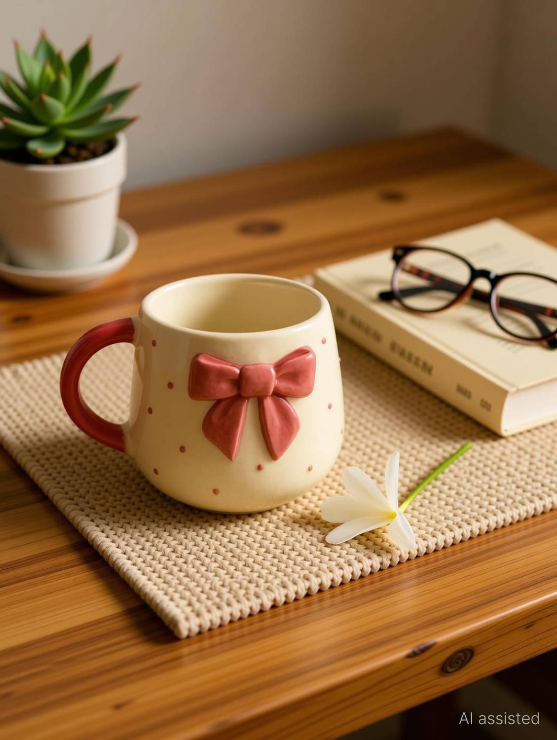 ABC 3D Bow Ceramic Coffee Mug - Image 1