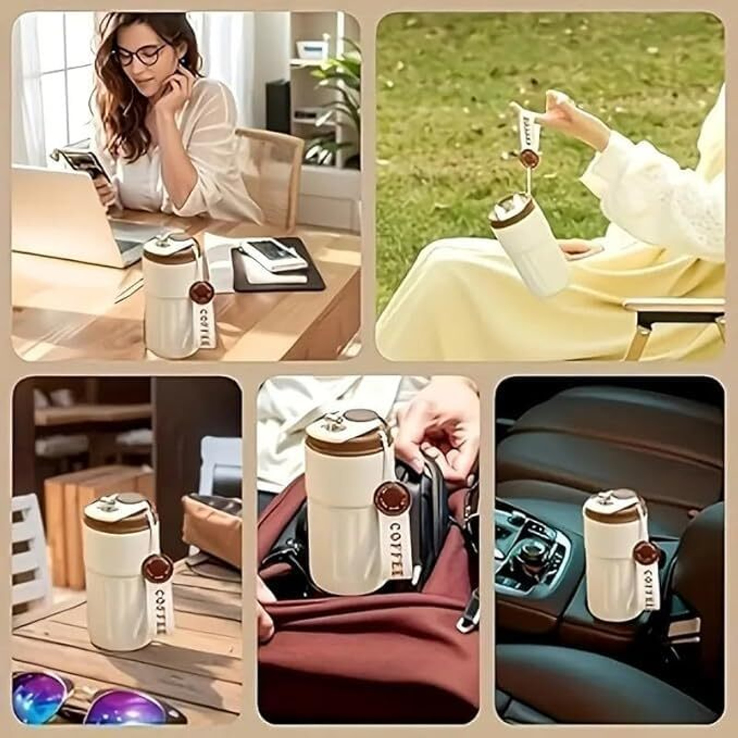 Image of jaswanthstore Coffee Cup Digital Display, Thermos Flasks, 460 ml Stainless Steel Coffee Mug