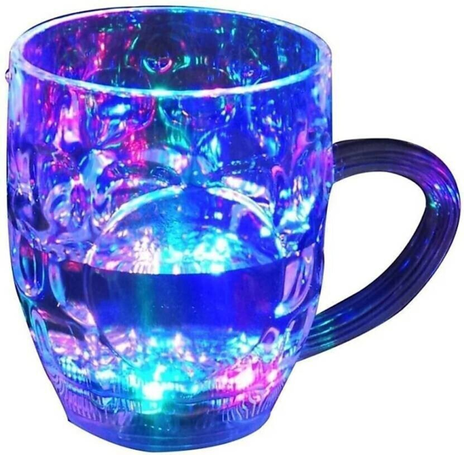 Image of BTN TRADERS Magical Rainbow Color Cup LED Flashing 7 Color Changing Light. Pour Water or Tea, Lighting Cup, Easy battery replace Glass (250 ml) Plastic (250 ml) Plastic Beer Mug