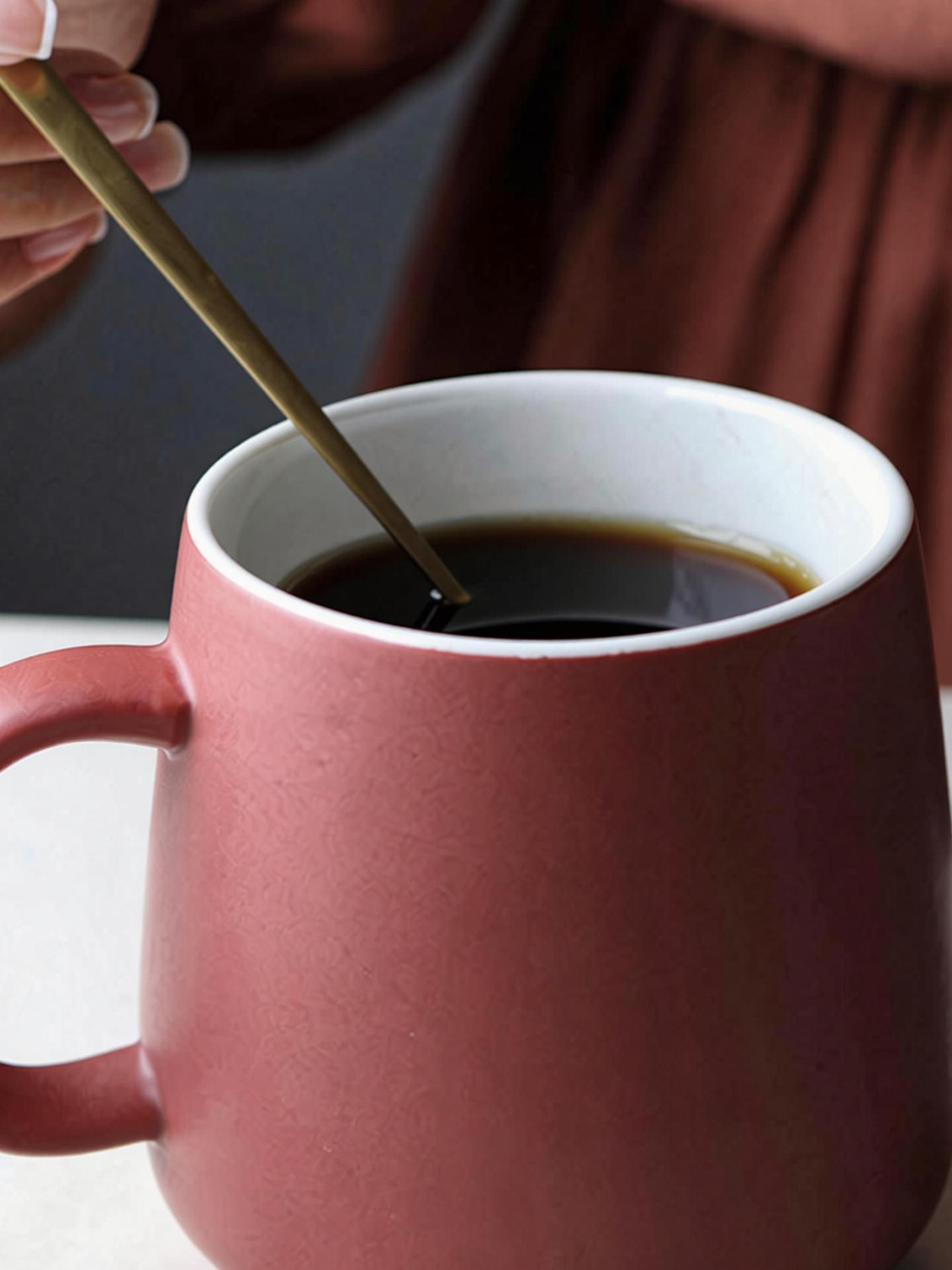 Image of Nestasia Matte Red Ceramic Coffee 350ml Microwave Safe for Latte, Cappuccino & Tea Ceramic Coffee Mug