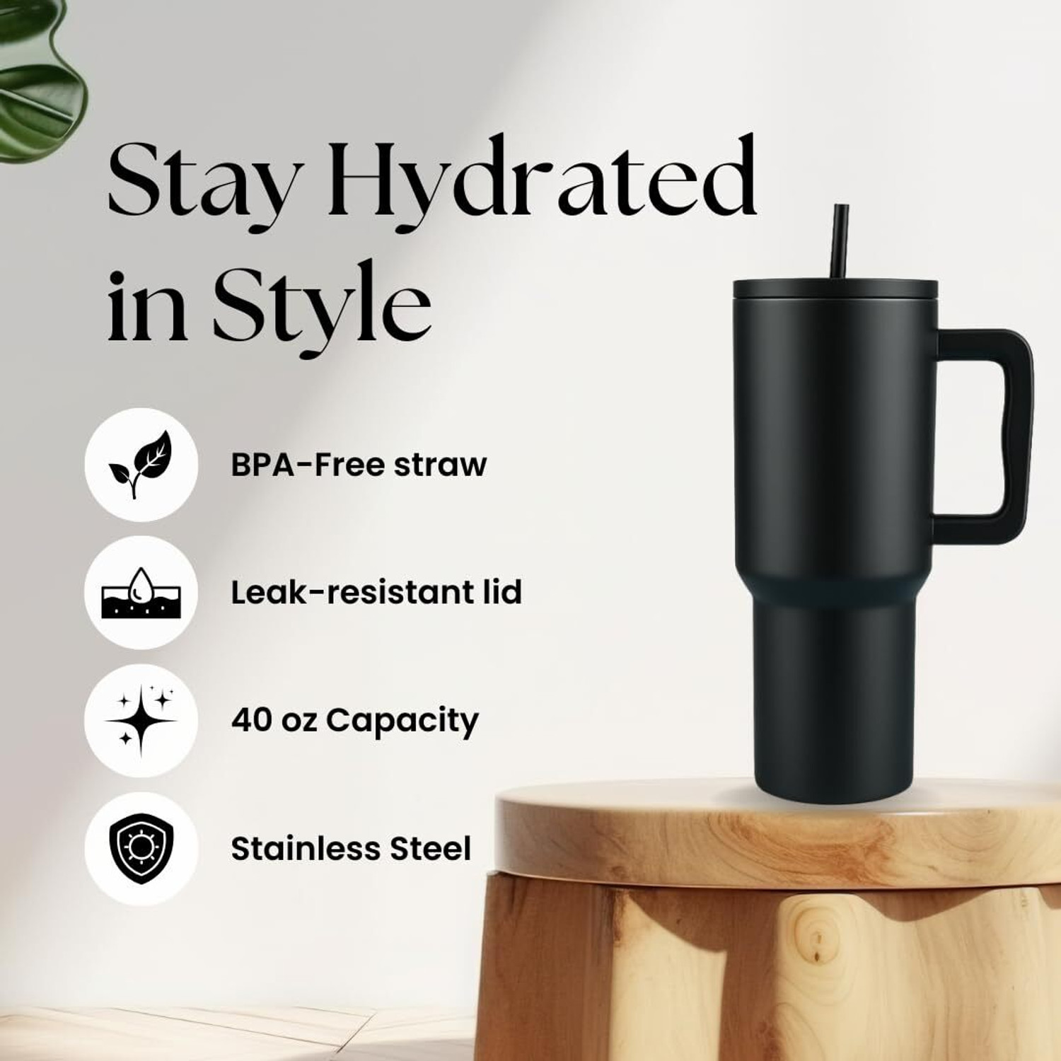 Image of KOMREK 1200 ML Stainless Steel Tumbler with Handle and Lid,2 Straw Stainless Steel Tumbler