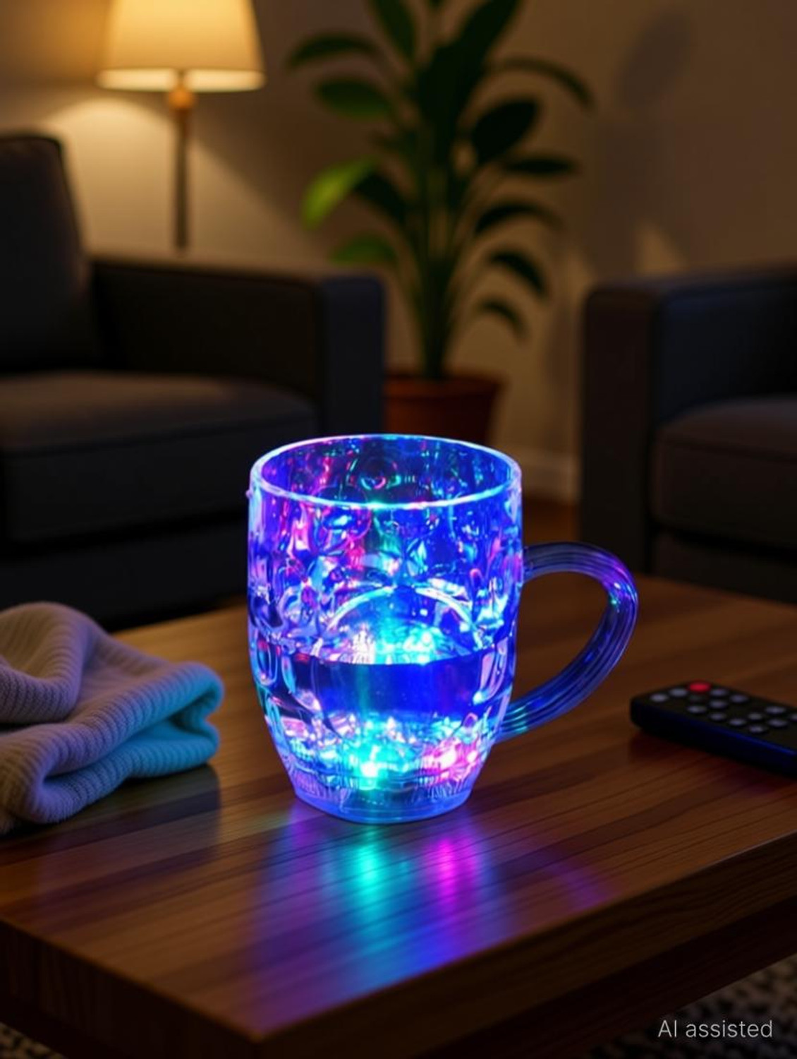 Image of PNX Craft Inductive Rainbow Color Cup LED Flashing 7 Color Changing Light. Pour Water or Tea, Lighting Cup, Easy battery replace Glass Glass Beer Mug