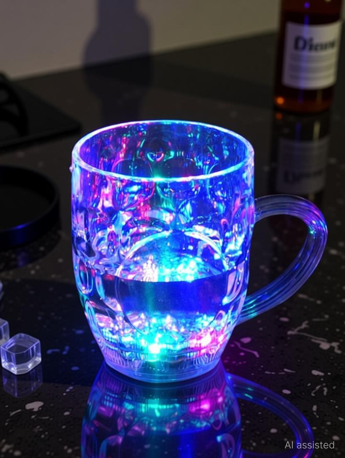 Image of PNX Craft Inductive Rainbow Color Cup LED Flashing 7 Color Changing Light. Pour Water or Tea, Lighting Cup, Easy battery replace Glass Glass Beer Mug