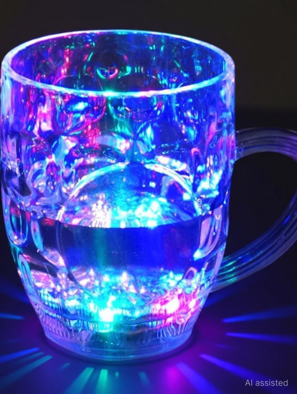 Image of PNX Craft Inductive Rainbow Color Cup LED Flashing 7 Color Changing Light. Pour Water or Tea, Lighting Cup, Easy battery replace Glass Glass Beer Mug