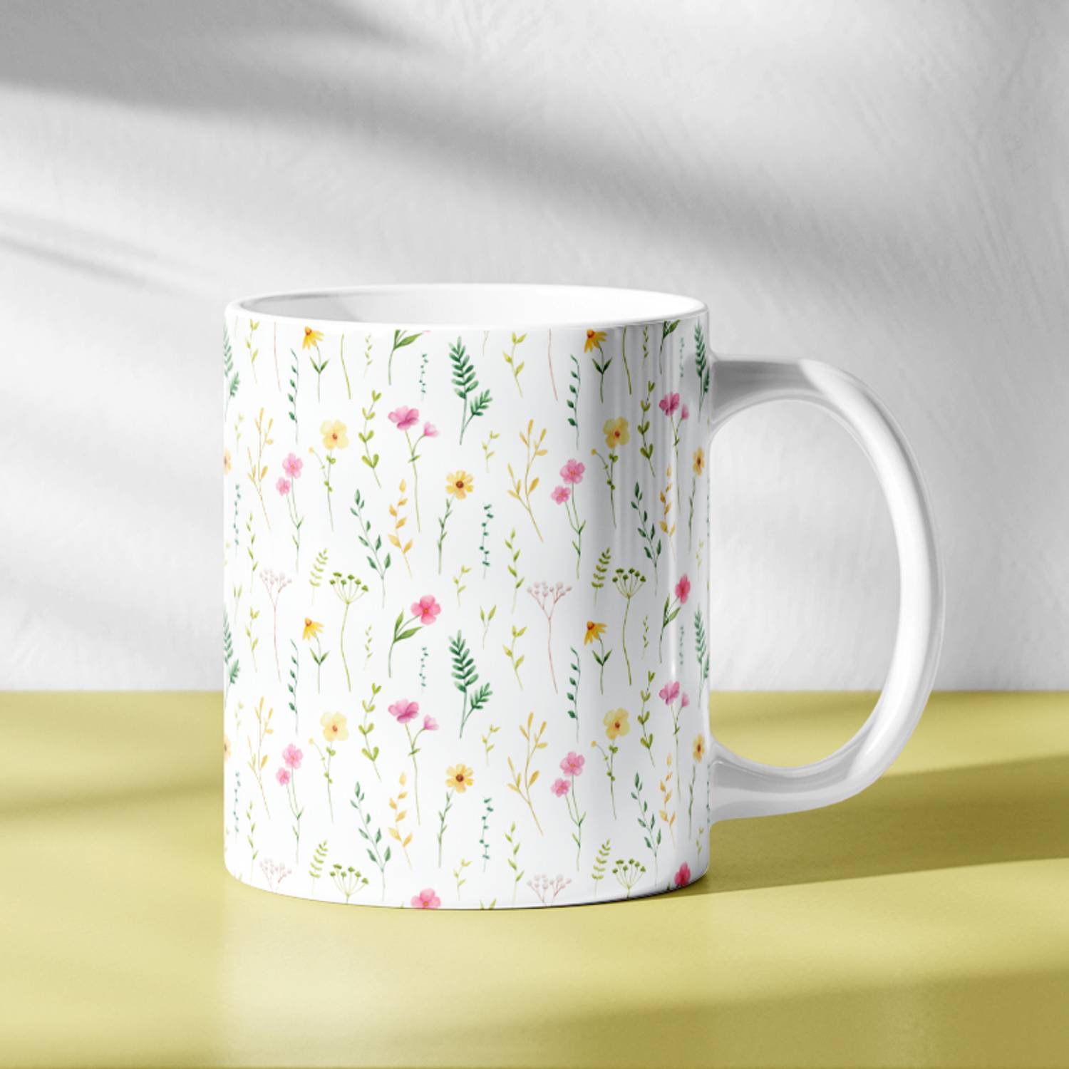 adive agencies Elegant Flower Design White Coffee | Ceramic Tea Cup | 325 ml Ceramic Coffee Mug