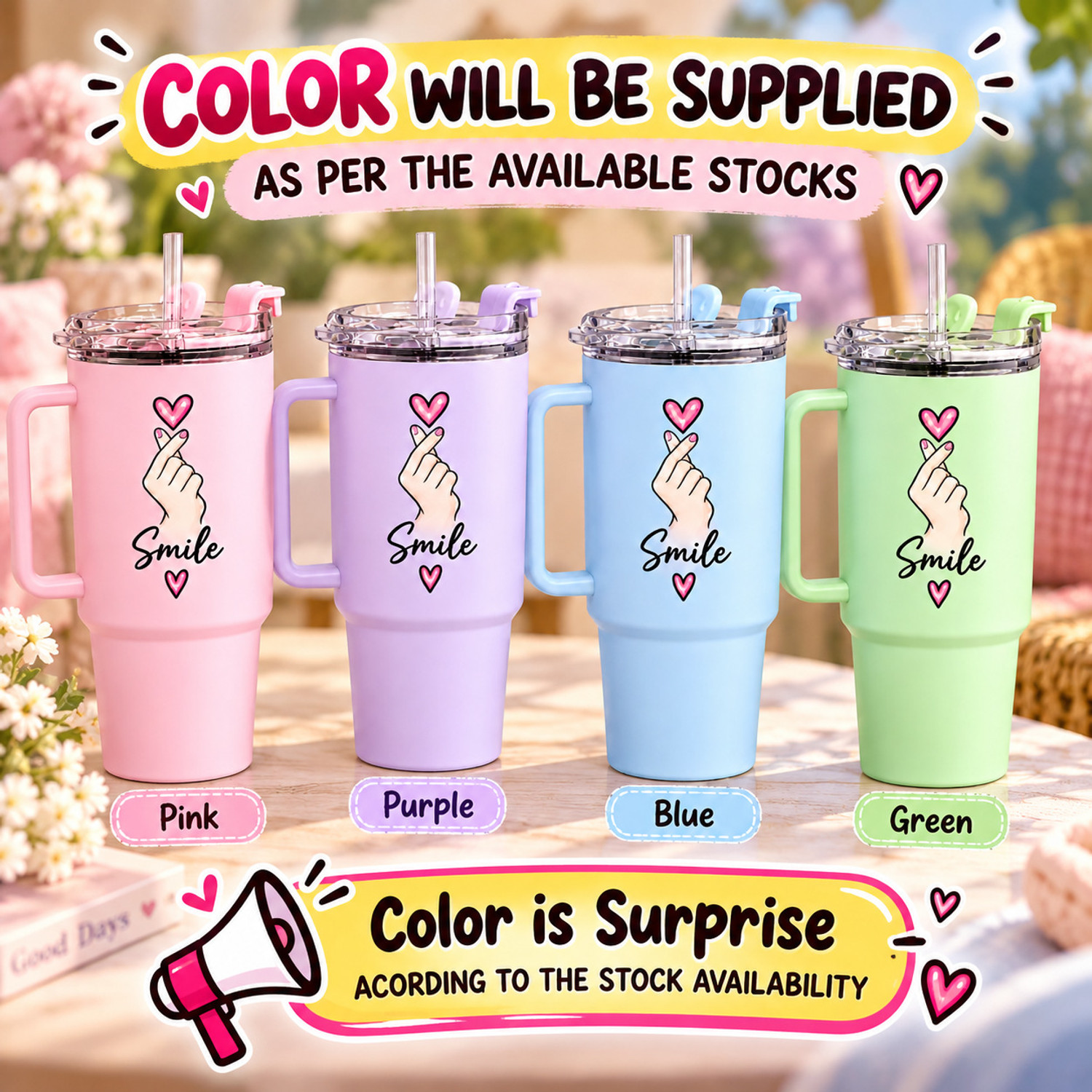 Image of TOONY 1800 ml BPA-Free Smile Plastic Tumbler with Straw, Lid & Handle Plastic Tumbler (1800 ml)