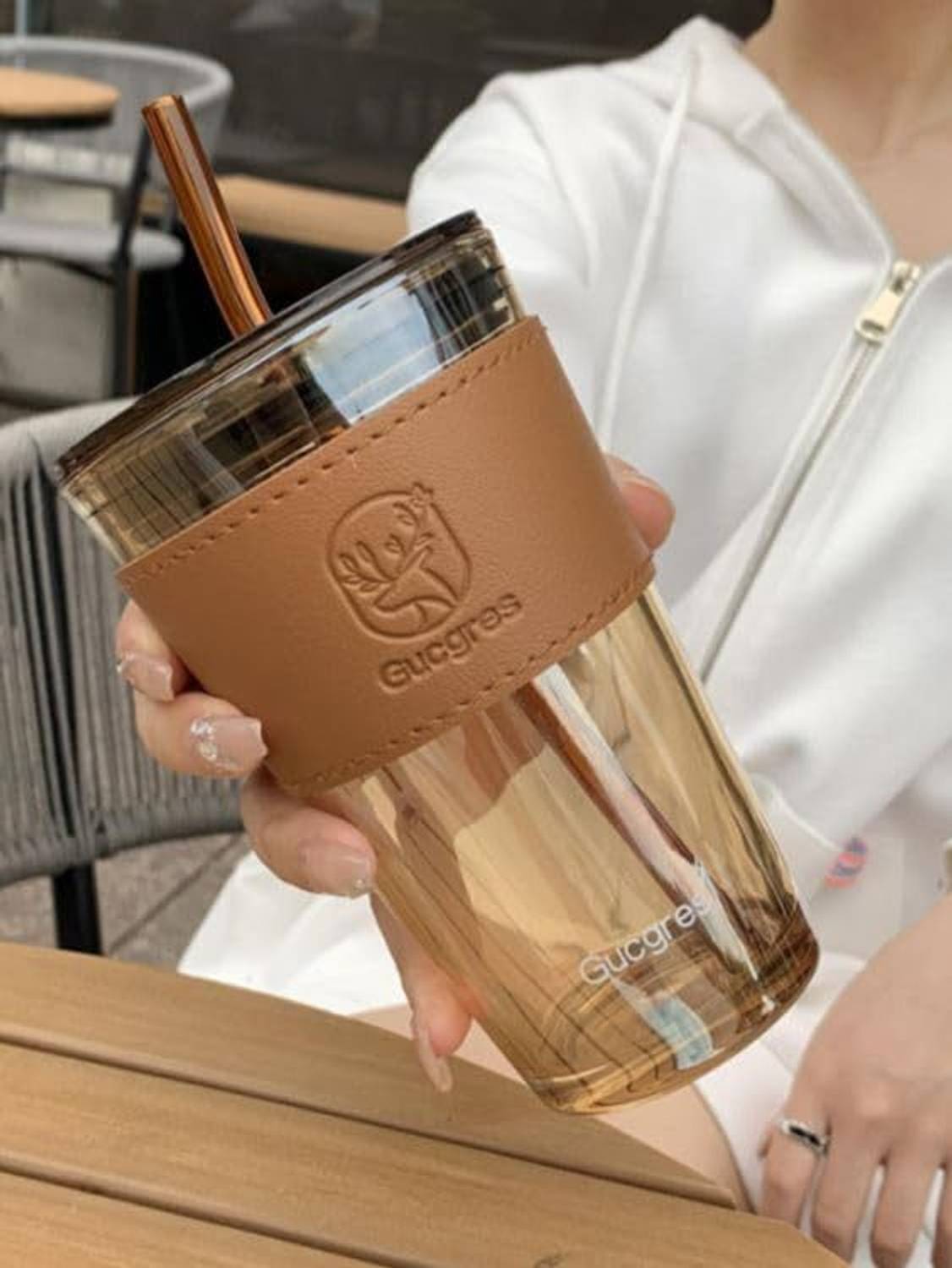 MMTSWorld Reusable Glass Coffee Sipper Tumbler