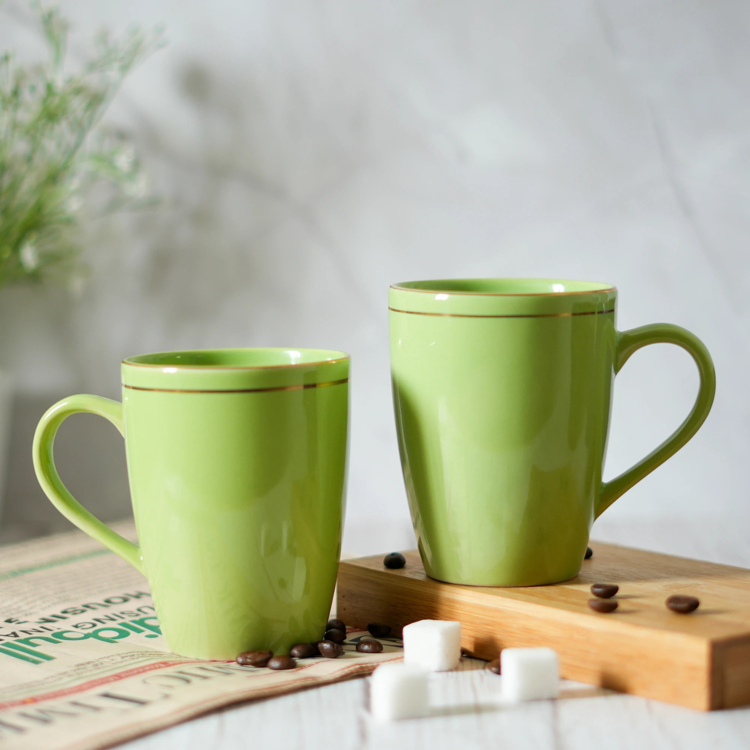 Image of Femora Premium Gold Line Green Ceramic Coffee Mug