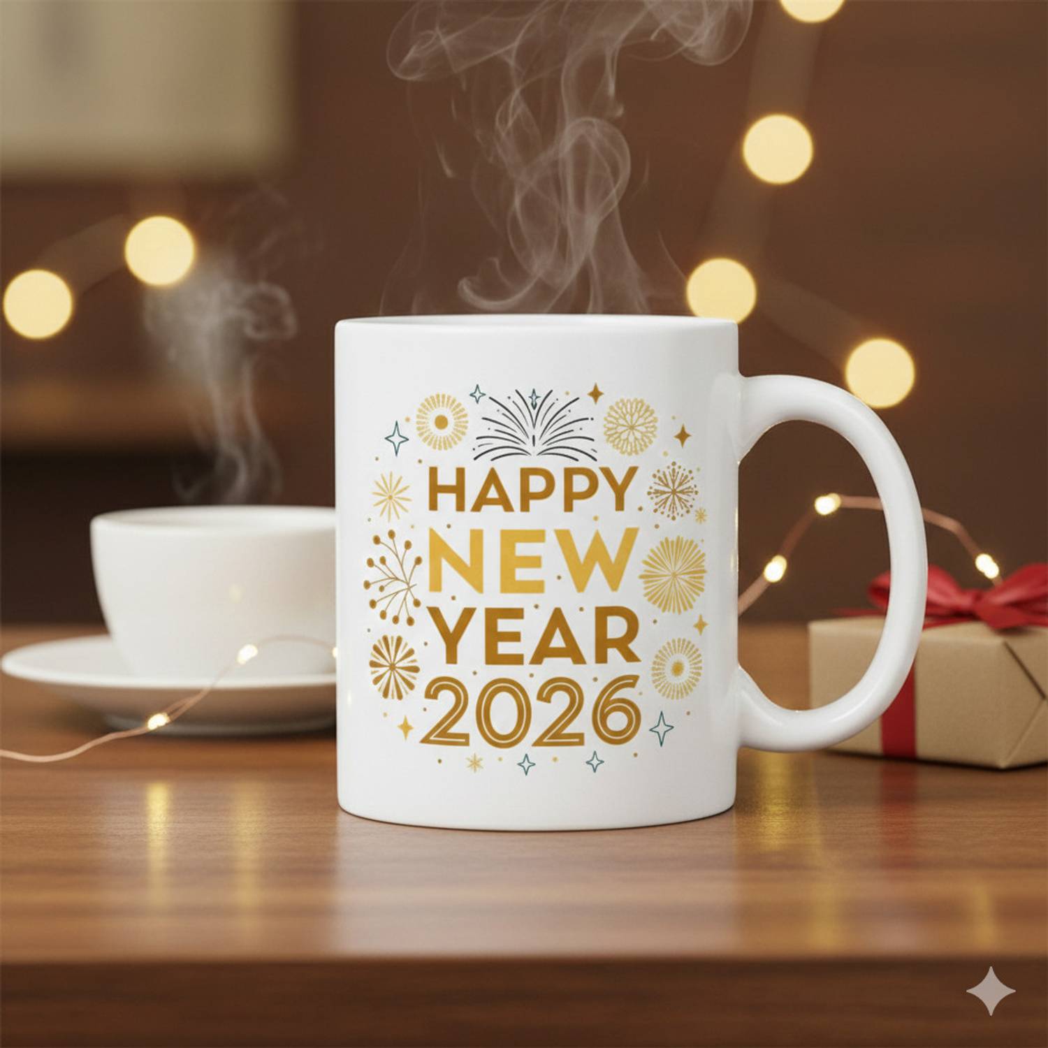 百光 New Year Edition 2026 720ml Volxo Happy New Year 2026 Golden Printed Cup/Mug With Handle For