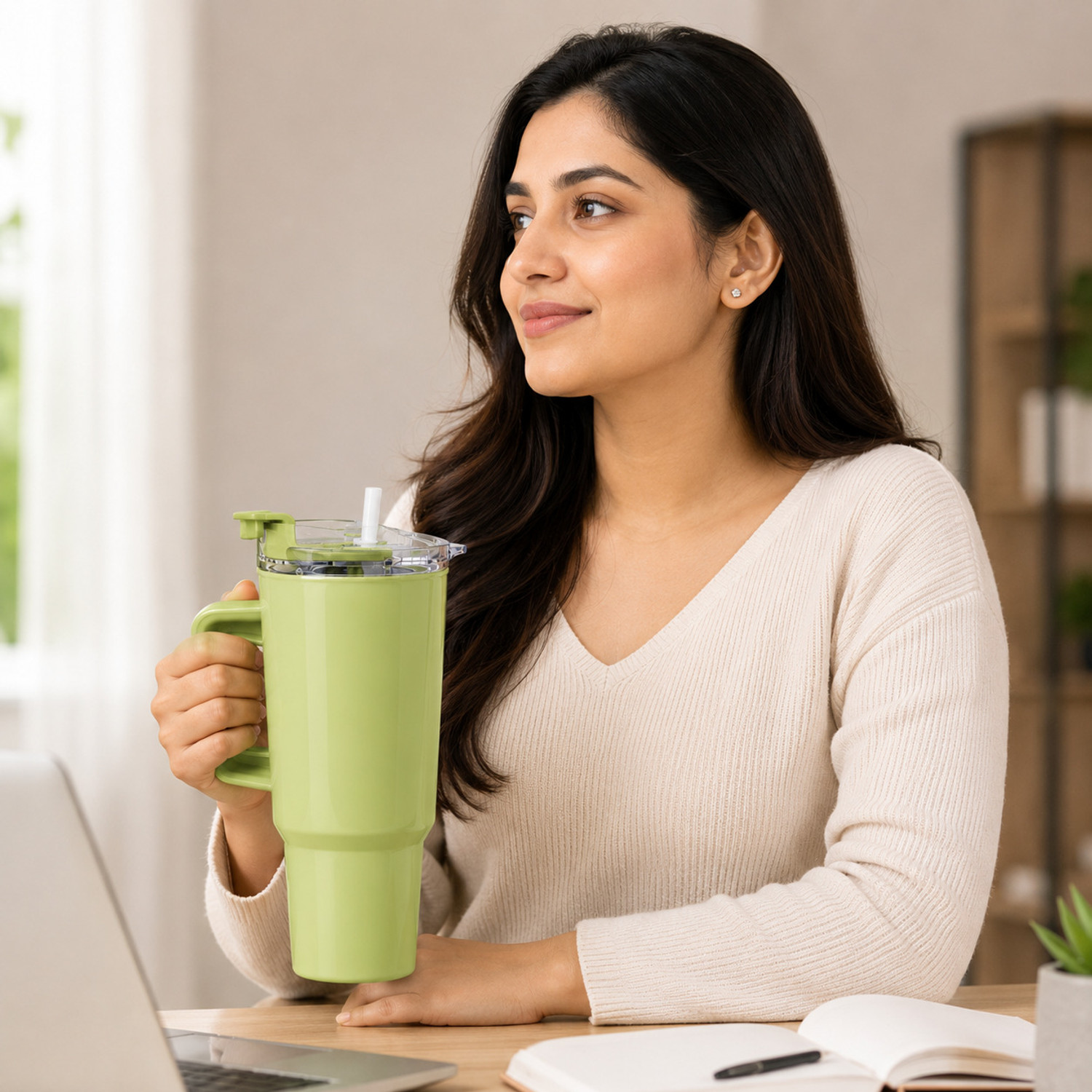 Image of TOONY 1800ML LIGHT GREEN TUMBLER & STROW Plastic Tumbler