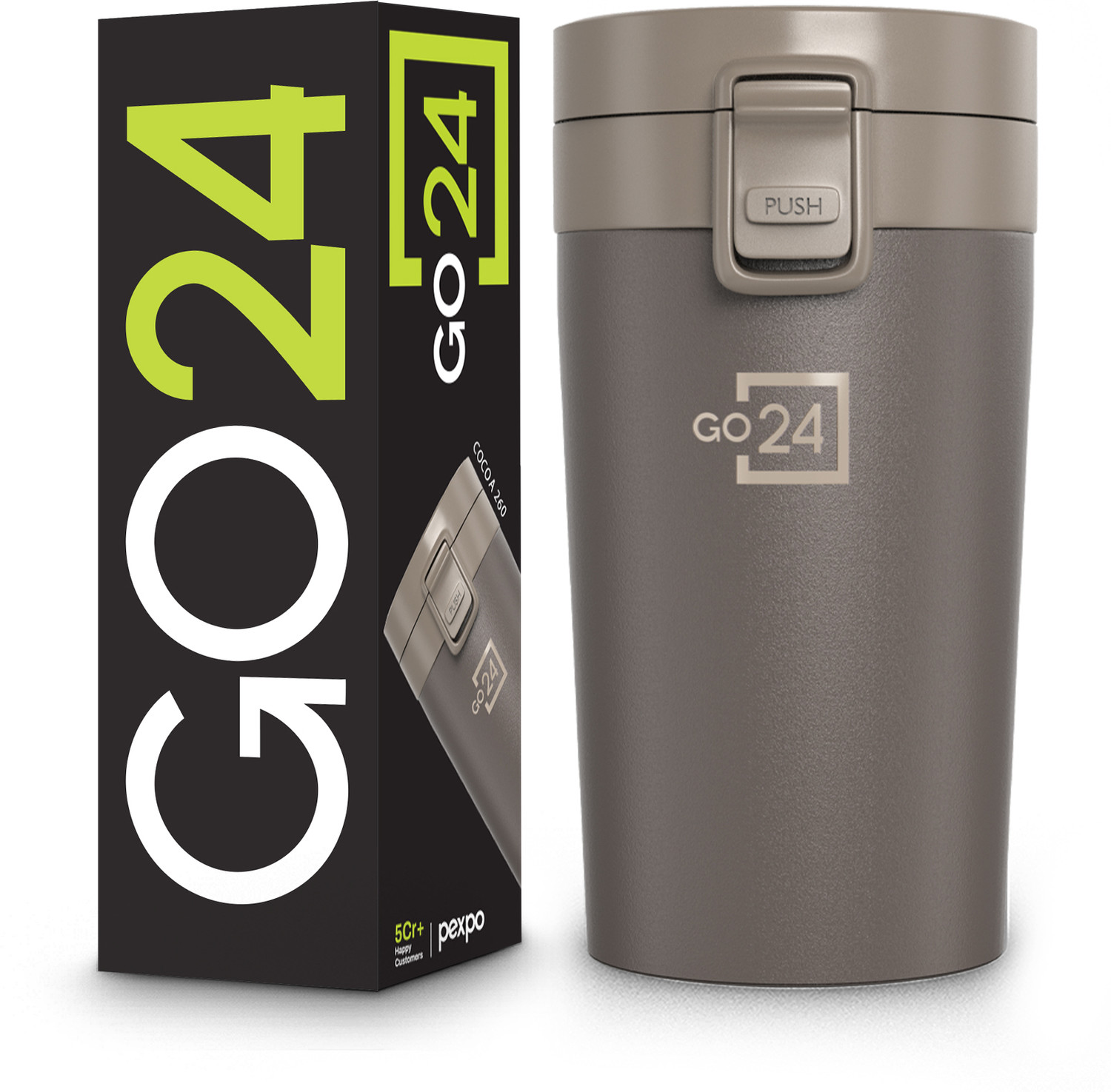 Image of Go24 Cocoa Vacuum Insulated Hot & Cold Spill Proof Stainless Steel Coffee Mug