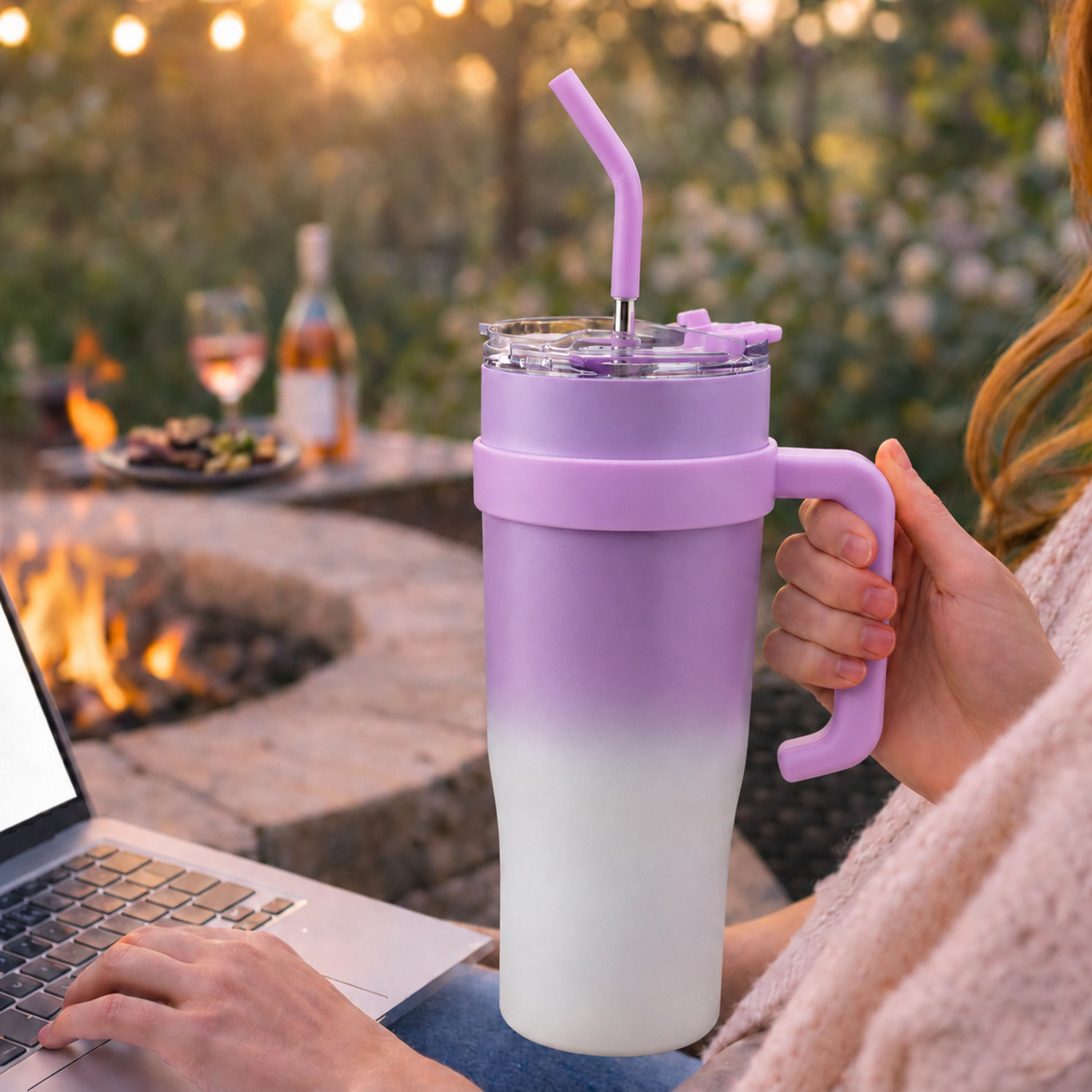 Image of ASHLER BNB Brand Double Shaded Insulated Tumbler with Stickers Stainless Steel Tumbler